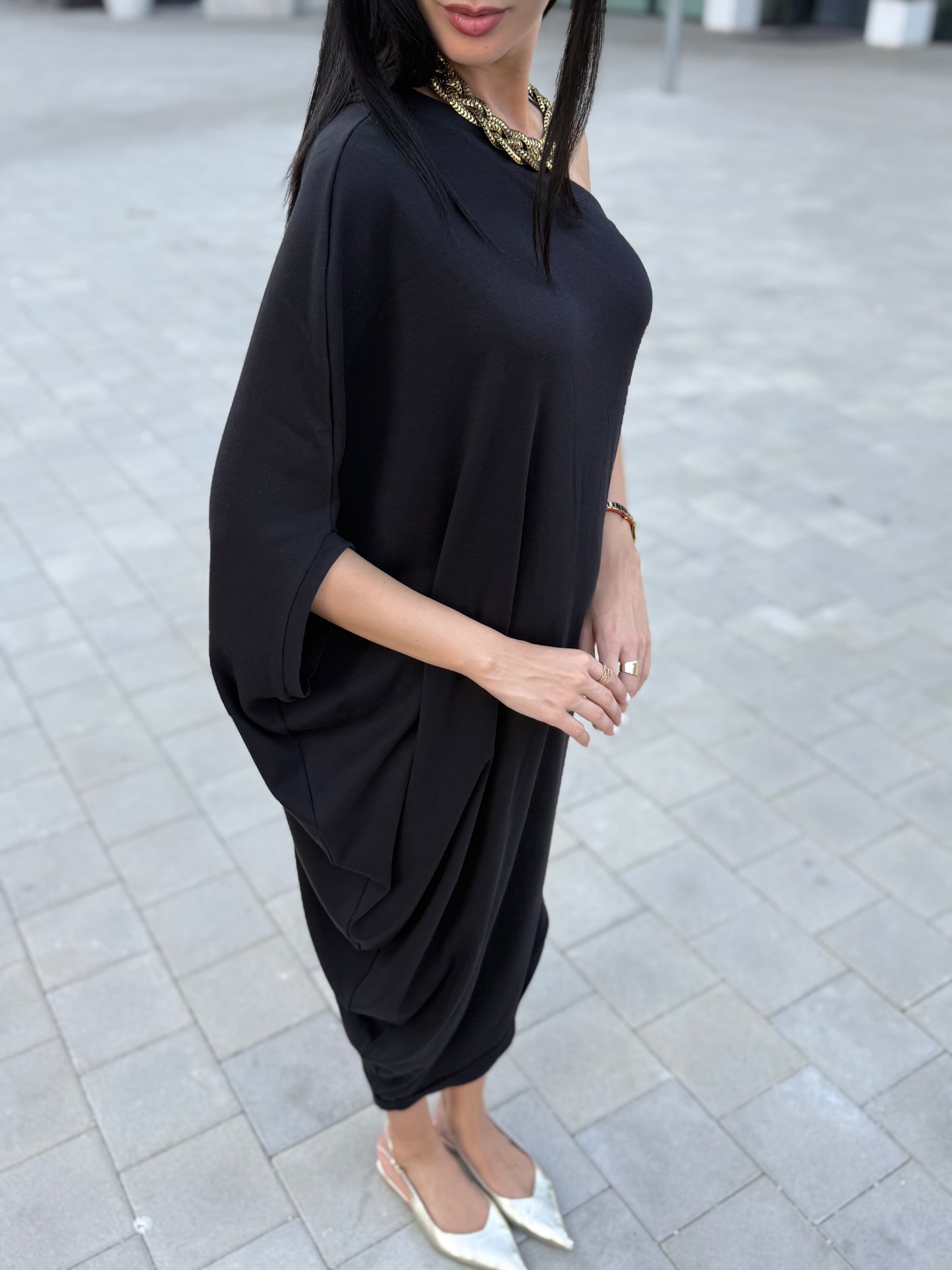 Sandra Purple 100% Cotton Off-Shoulder Dress – Effortless Style & Comfort - ALLURE