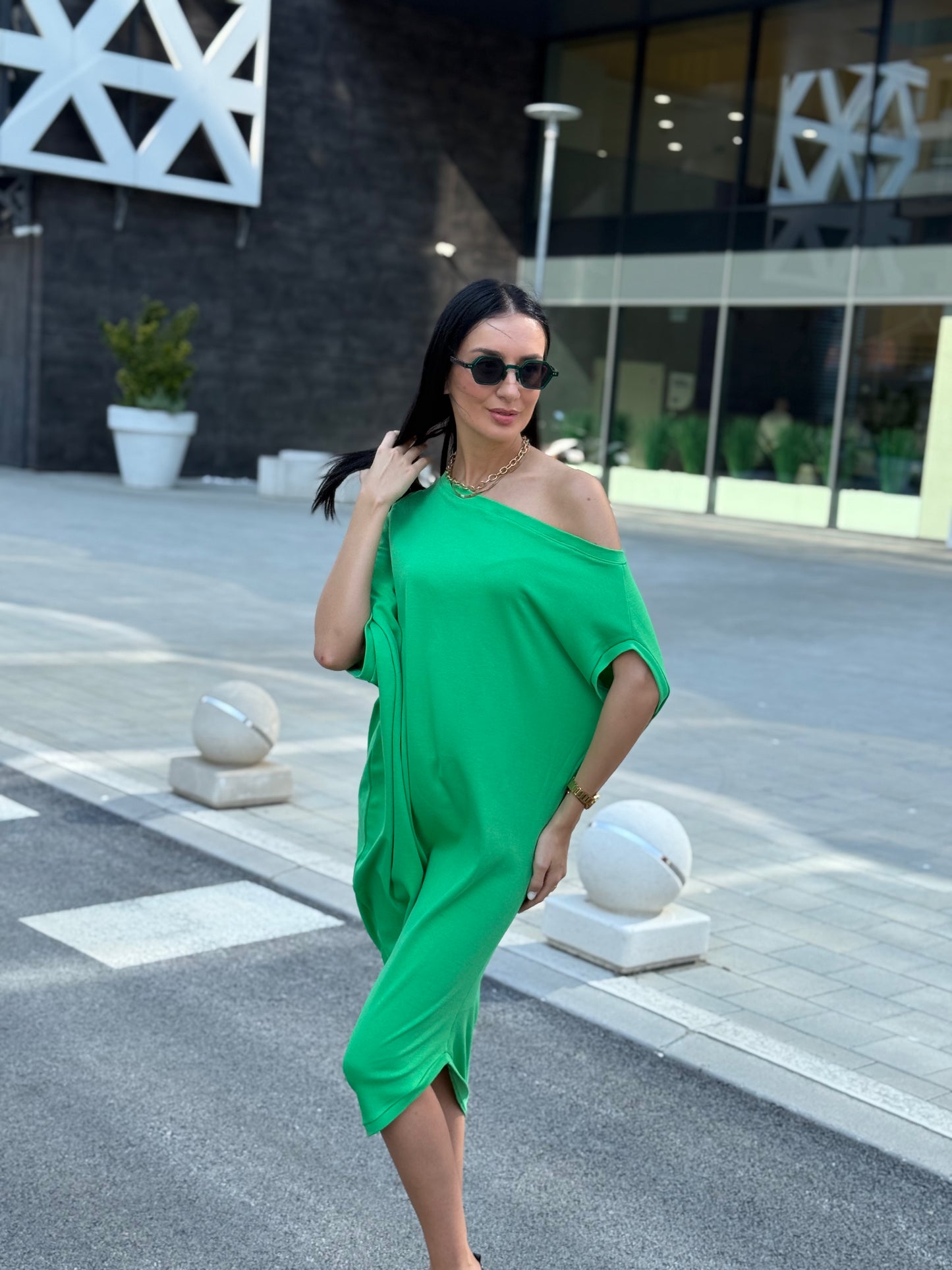 Sandra Purple 100% Cotton Off-Shoulder Dress – Effortless Style & Comfort - ALLURE