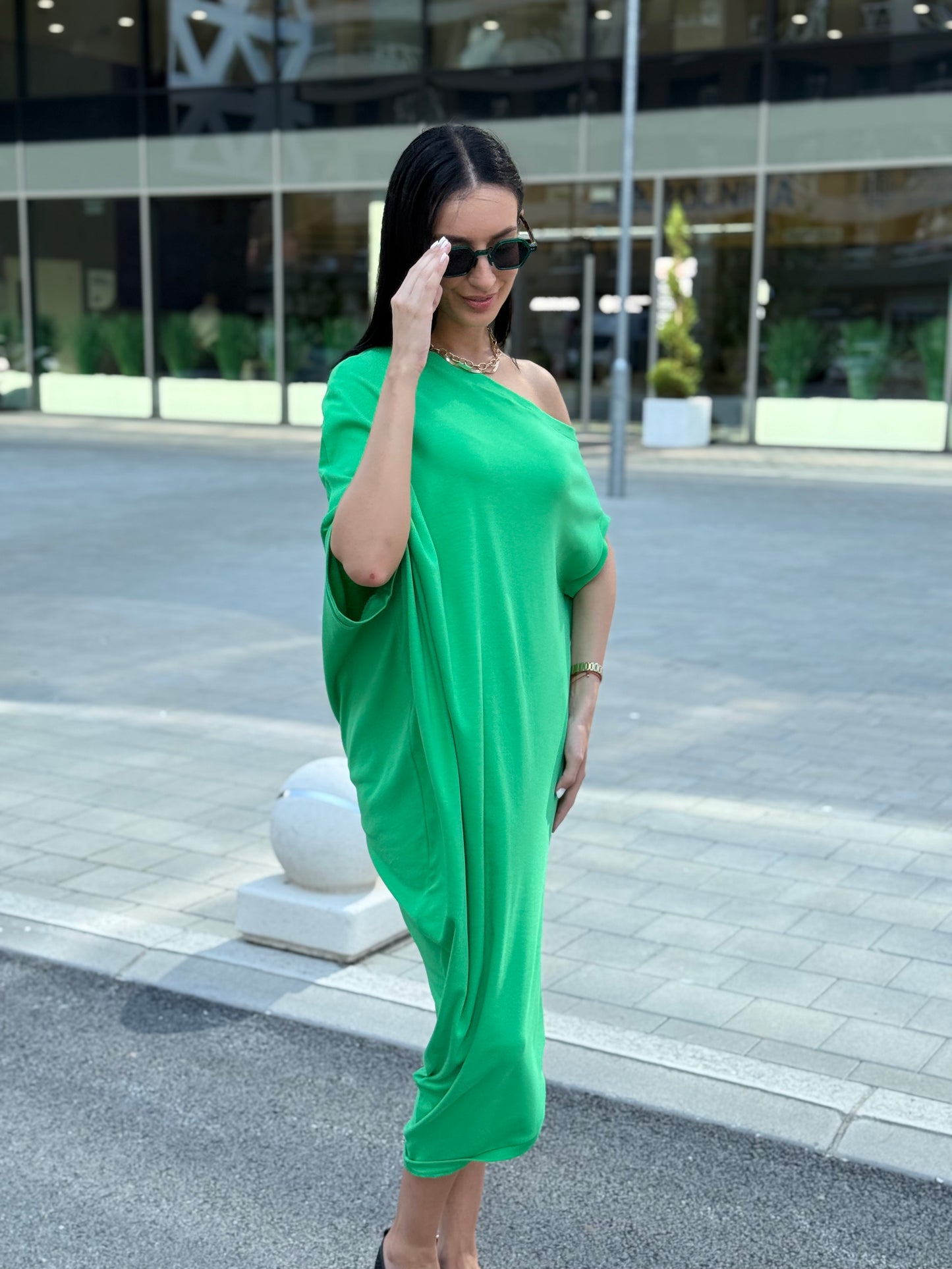Sandra Purple 100% Cotton Off-Shoulder Dress – Effortless Style & Comfort - ALLURE