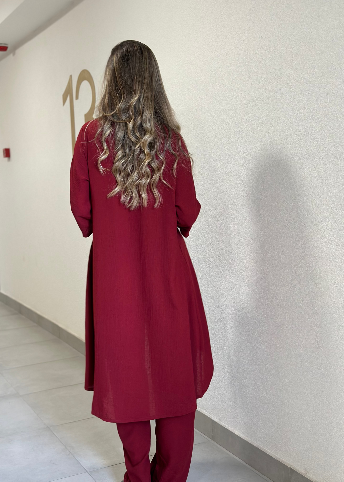 Lana Linen Set in Burgundy - Allure Collection
