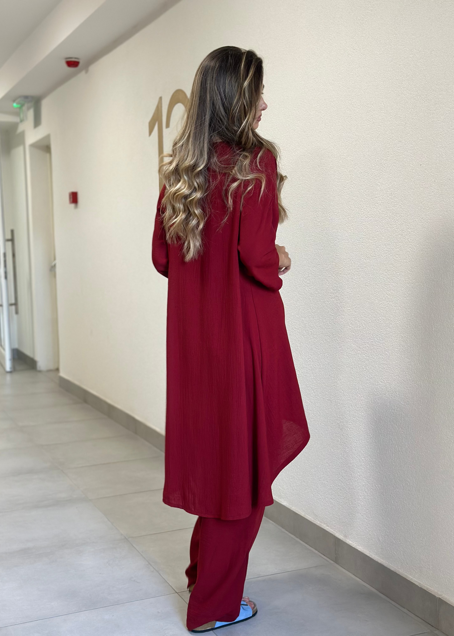 Lana Linen Set in Burgundy - Allure Collection