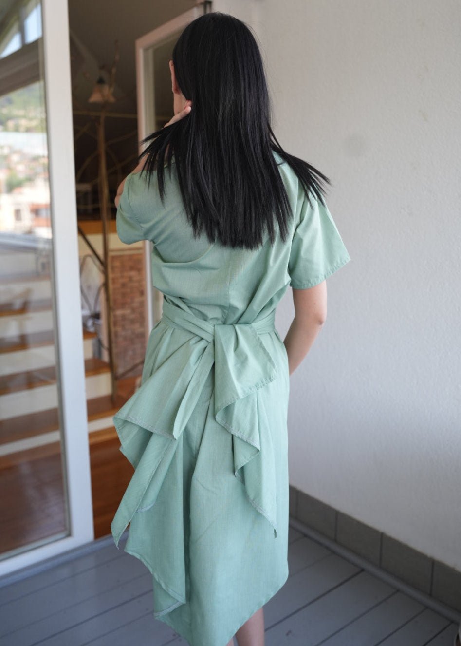 Betty Belted Shirt Dress in Mint Green - Allure Collection - ALLURE