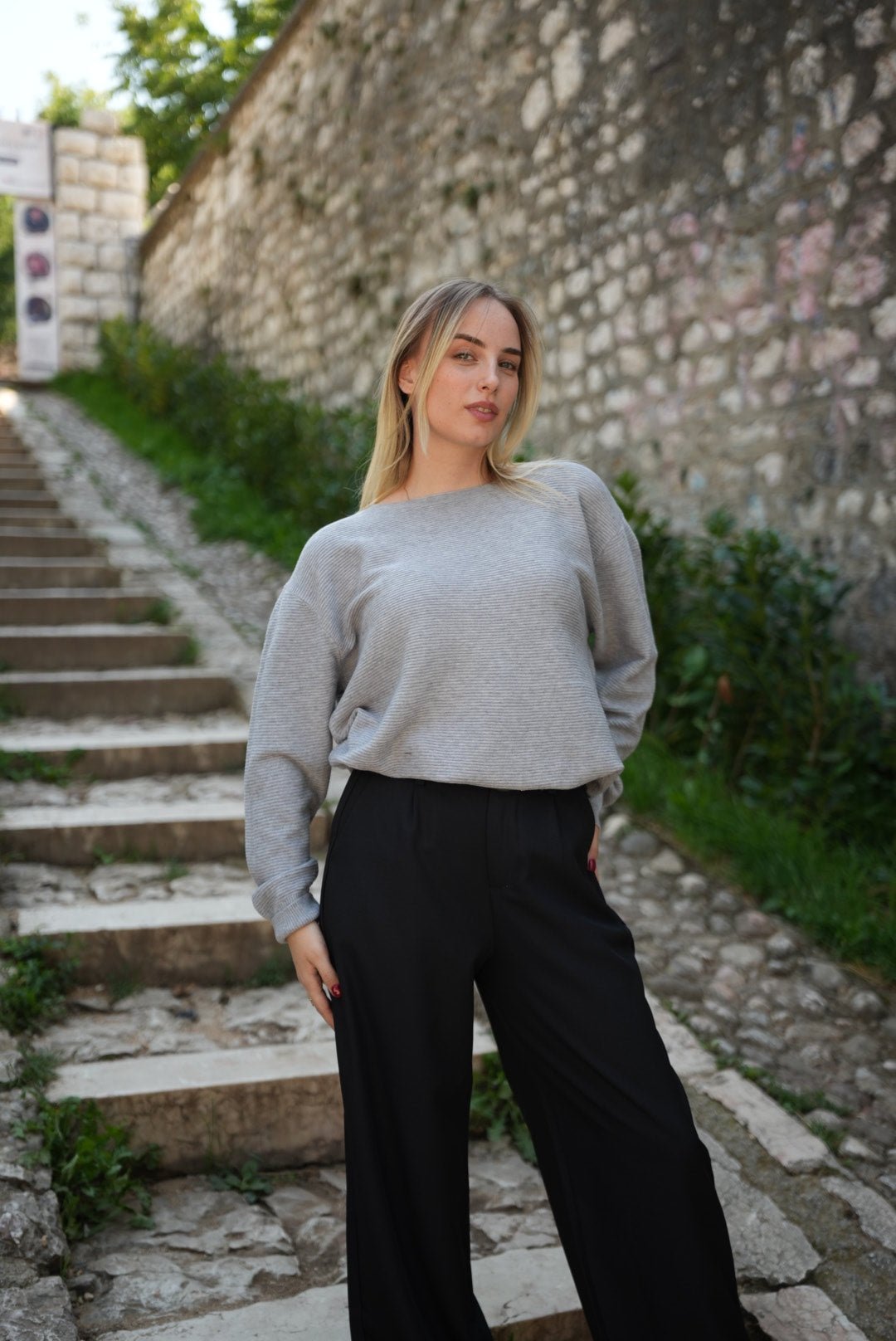 Relaxed fit Cotton & Cashmere Sweater styled