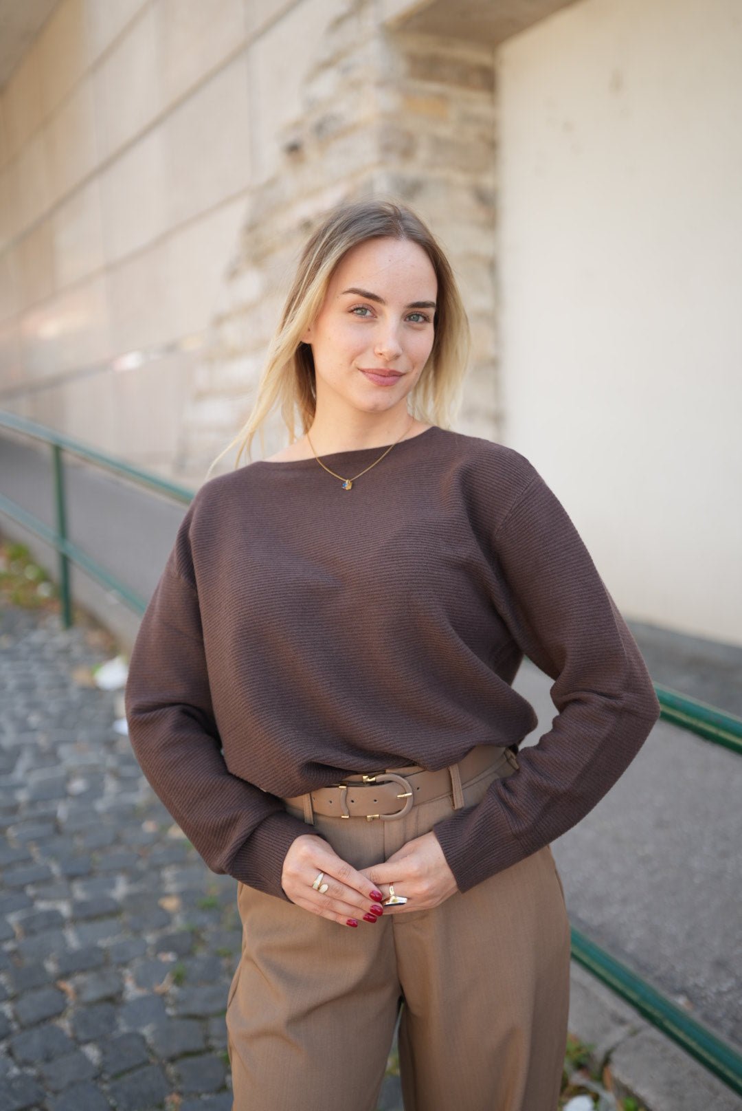 Relaxed fit Cotton & Cashmere Sweater styled