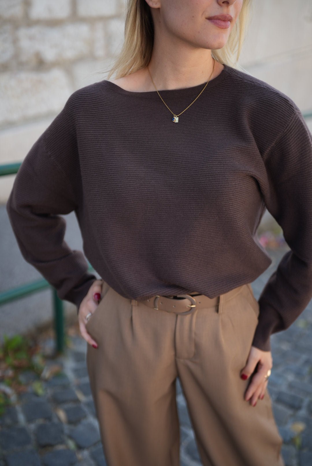 Relaxed fit Cotton & Cashmere Sweater styled