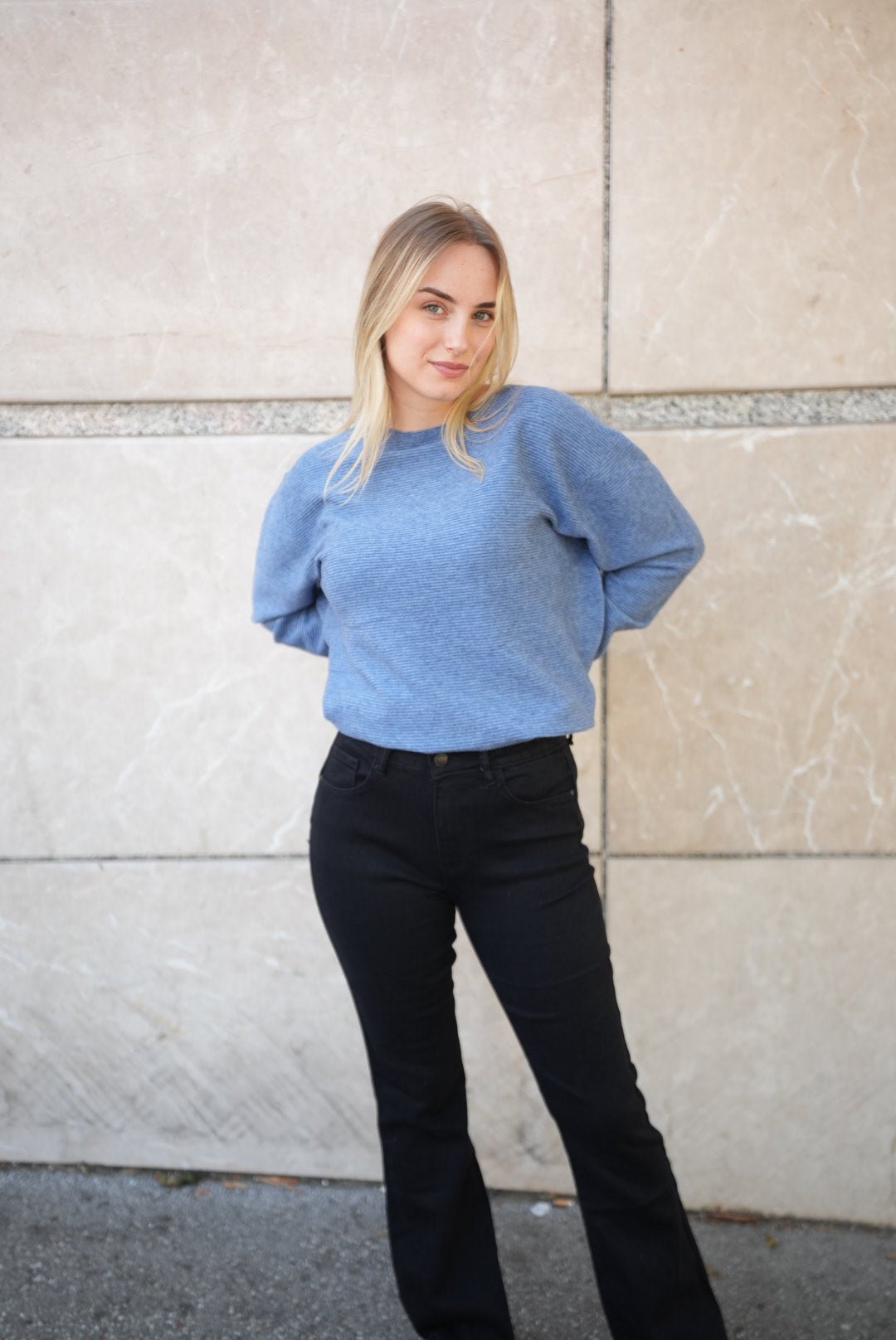 Relaxed fit Cotton & Cashmere Sweater styled