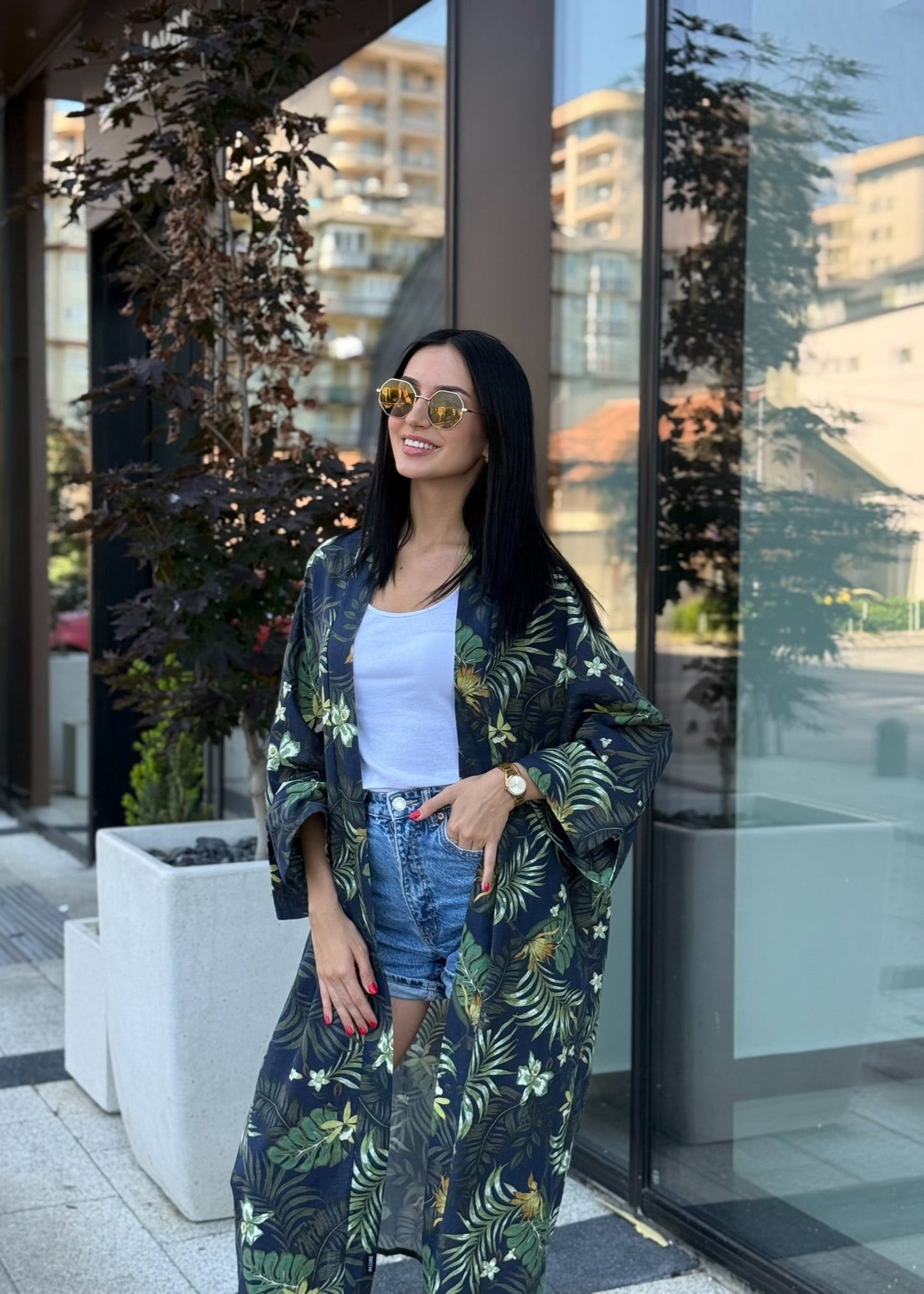 Savanna Print Linen Kimono - Allure Collection - ALLURE