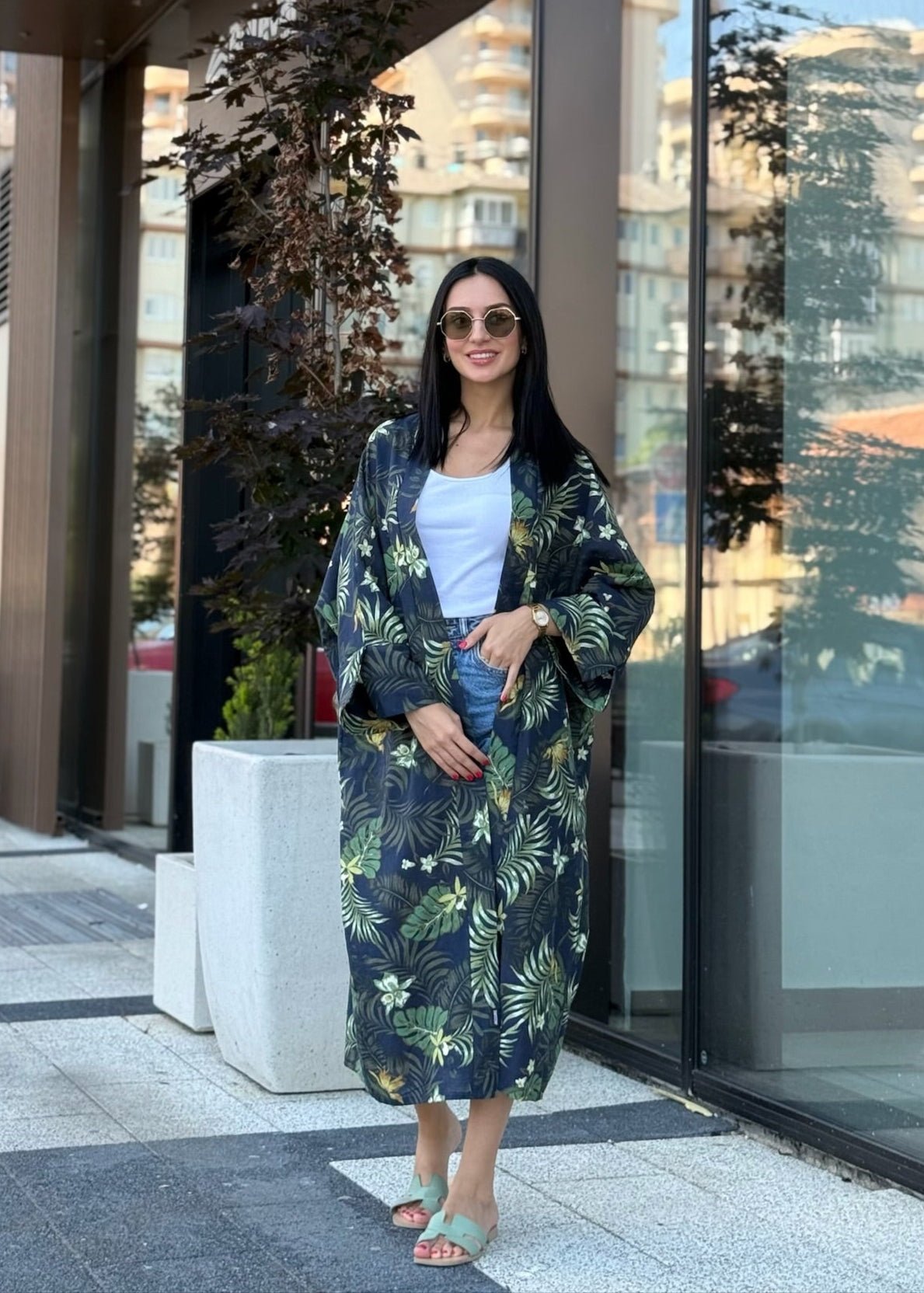 Savanna Print Linen Kimono - Allure Collection - ALLURE