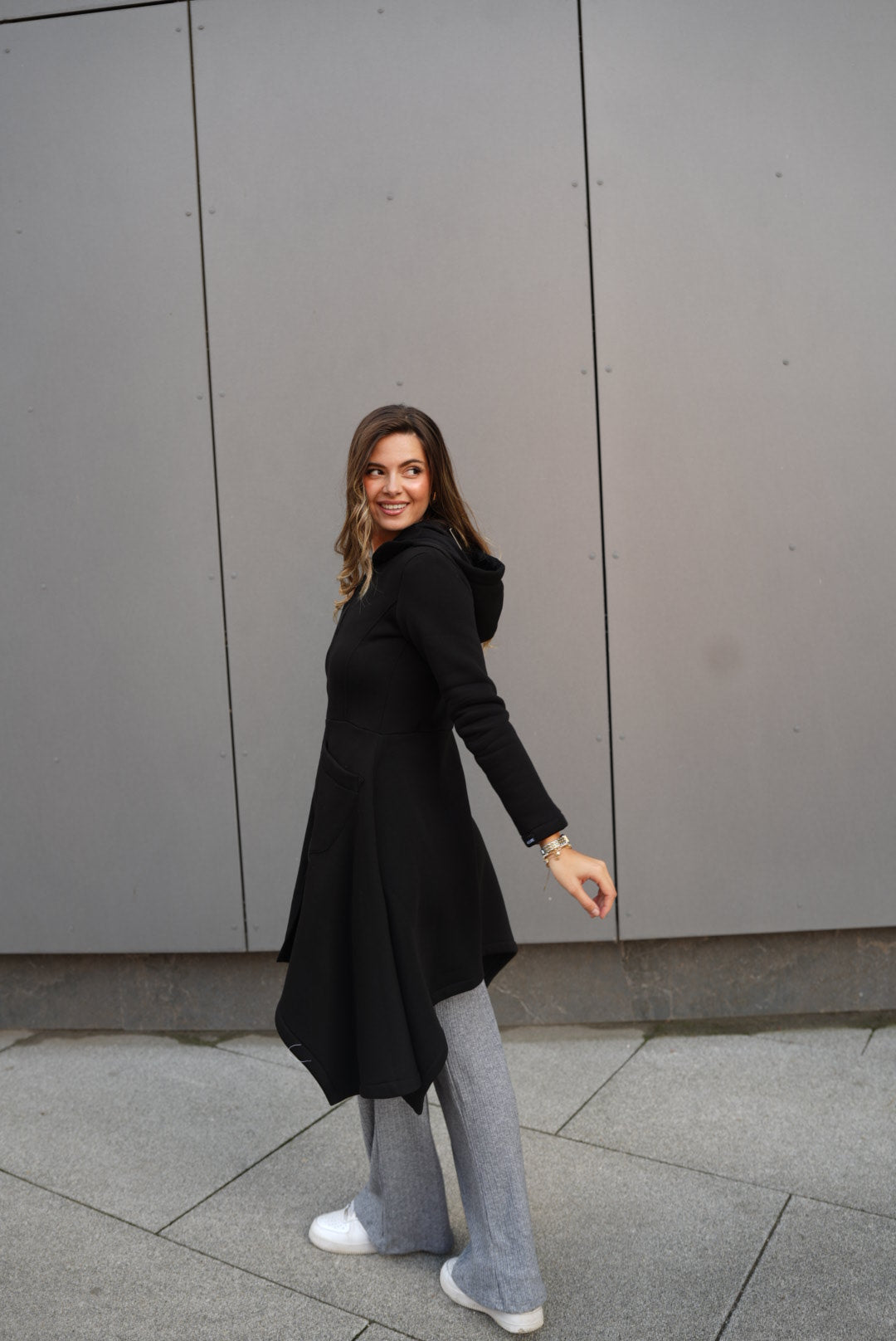 Emina Thermal Asymmetric Hoodie – 90% Cotton Cozy Everyday Style - ALLURE