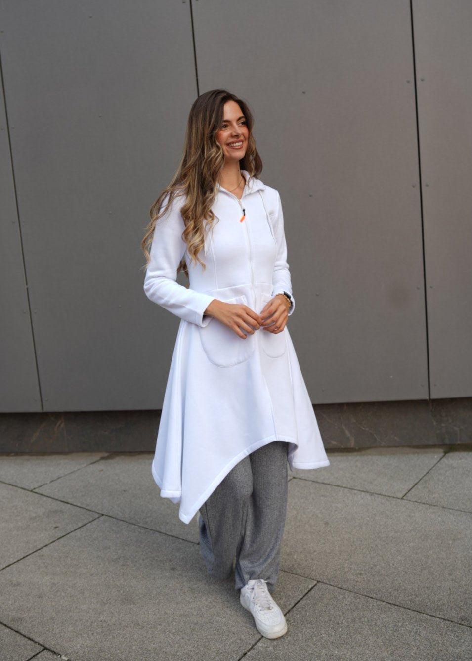 Emina Thermal Asymmetric Hoodie – 90% Cotton Cozy Everyday Style - ALLURE