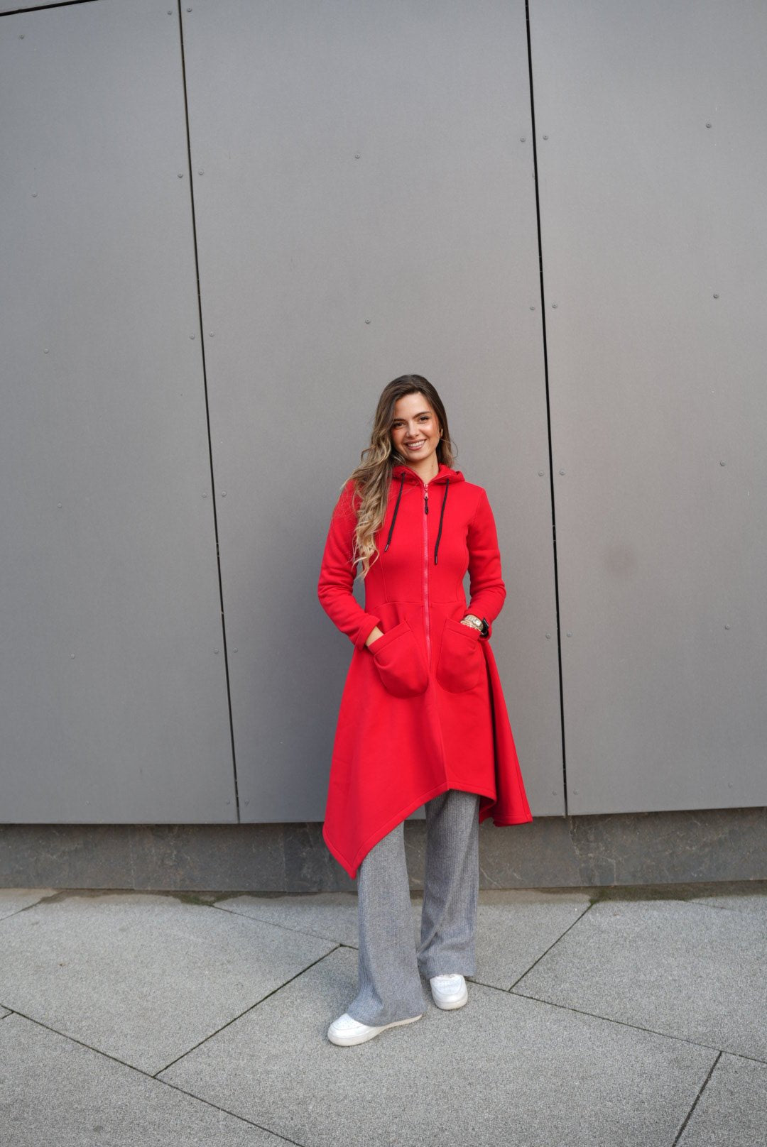 Emina Thermal Asymmetric Hoodie – 90% Cotton Cozy Everyday Style - ALLURE