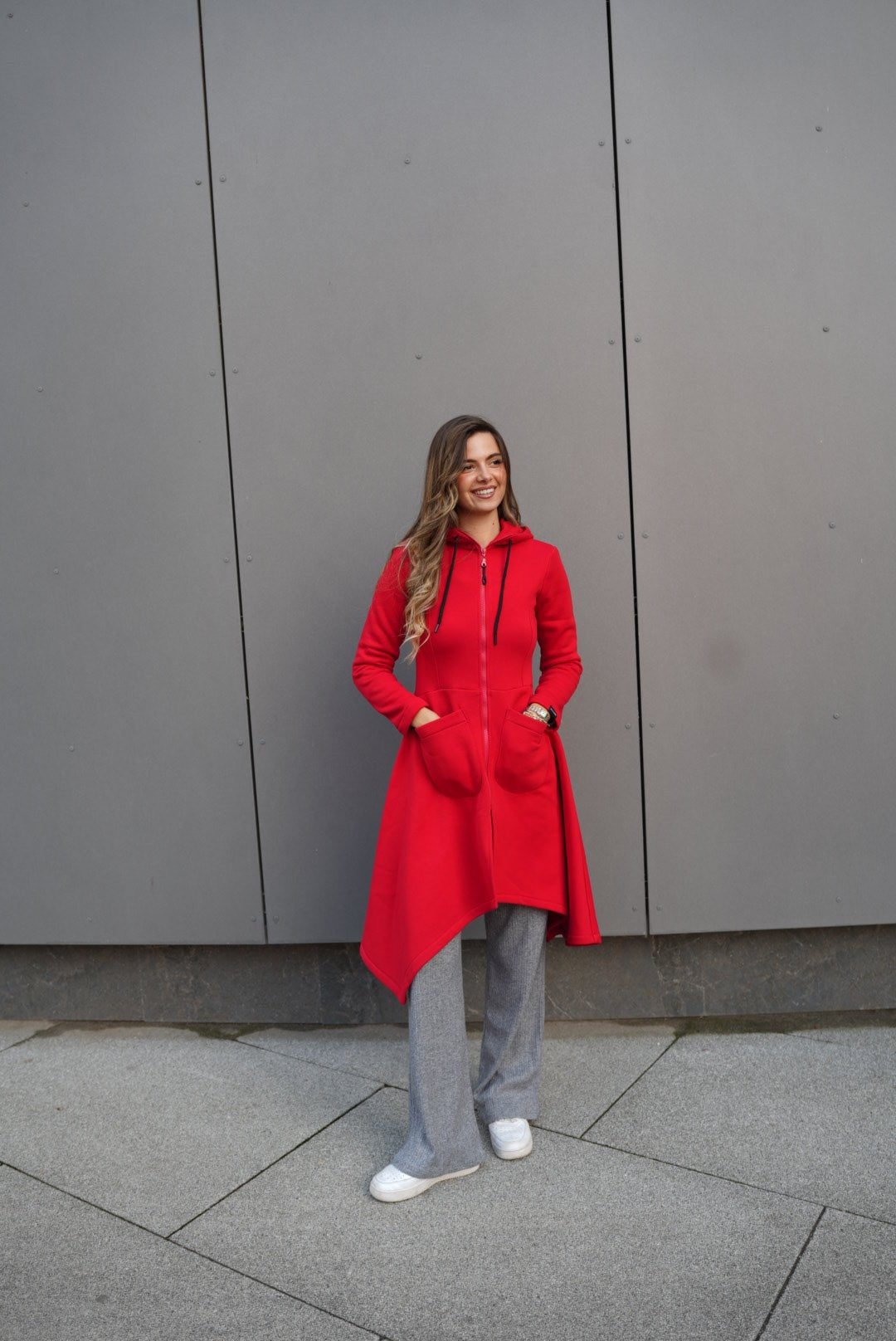 Emina Thermal Asymmetric Hoodie – 90% Cotton Cozy Everyday Style - ALLURE