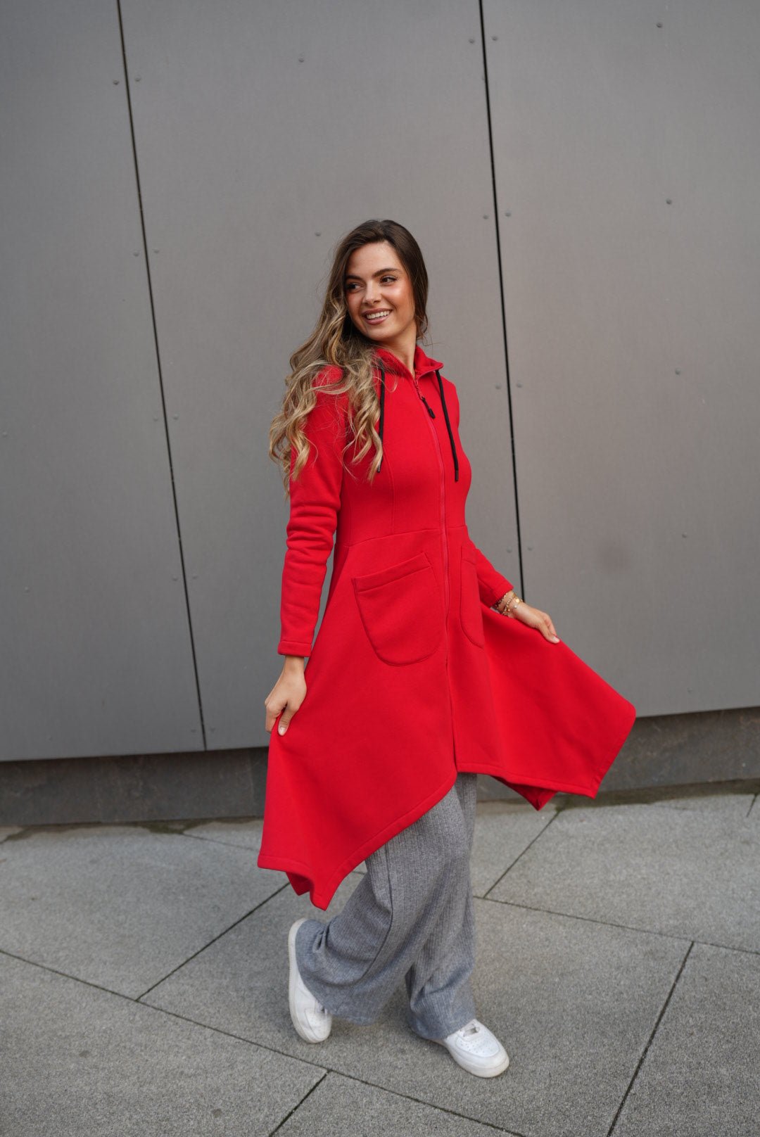 Emina Thermal Asymmetric Hoodie – 90% Cotton Cozy Everyday Style - ALLURE