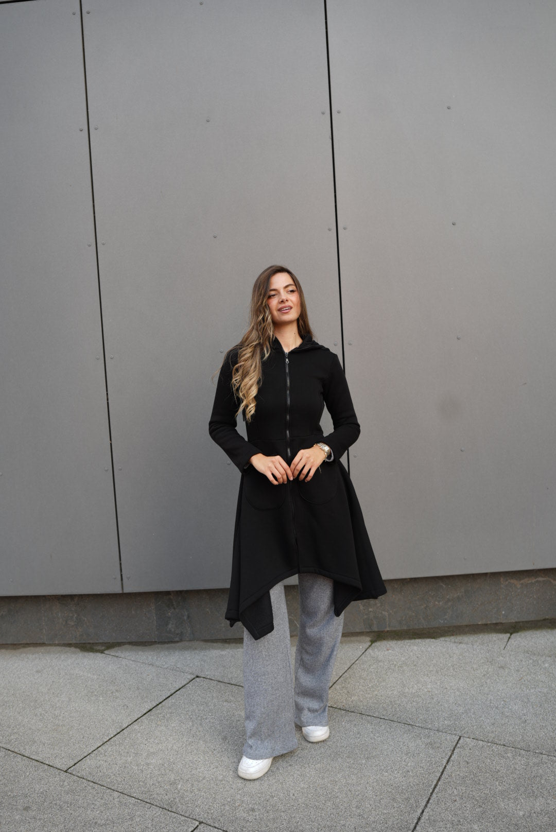 Emina Thermal Asymmetric Hoodie – 90% Cotton Cozy Everyday Style - ALLURE