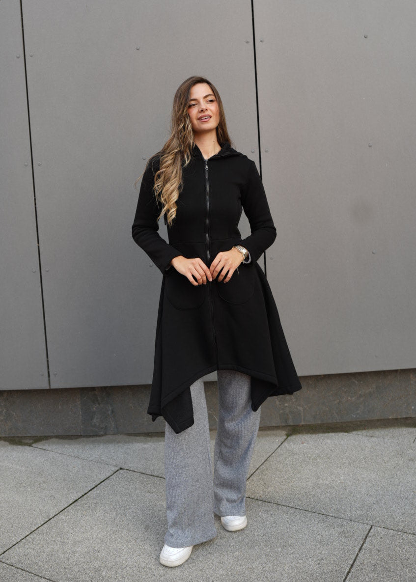 Emina Thermal Asymmetric Hoodie – 90% Cotton Cozy Everyday Style - ALLURE