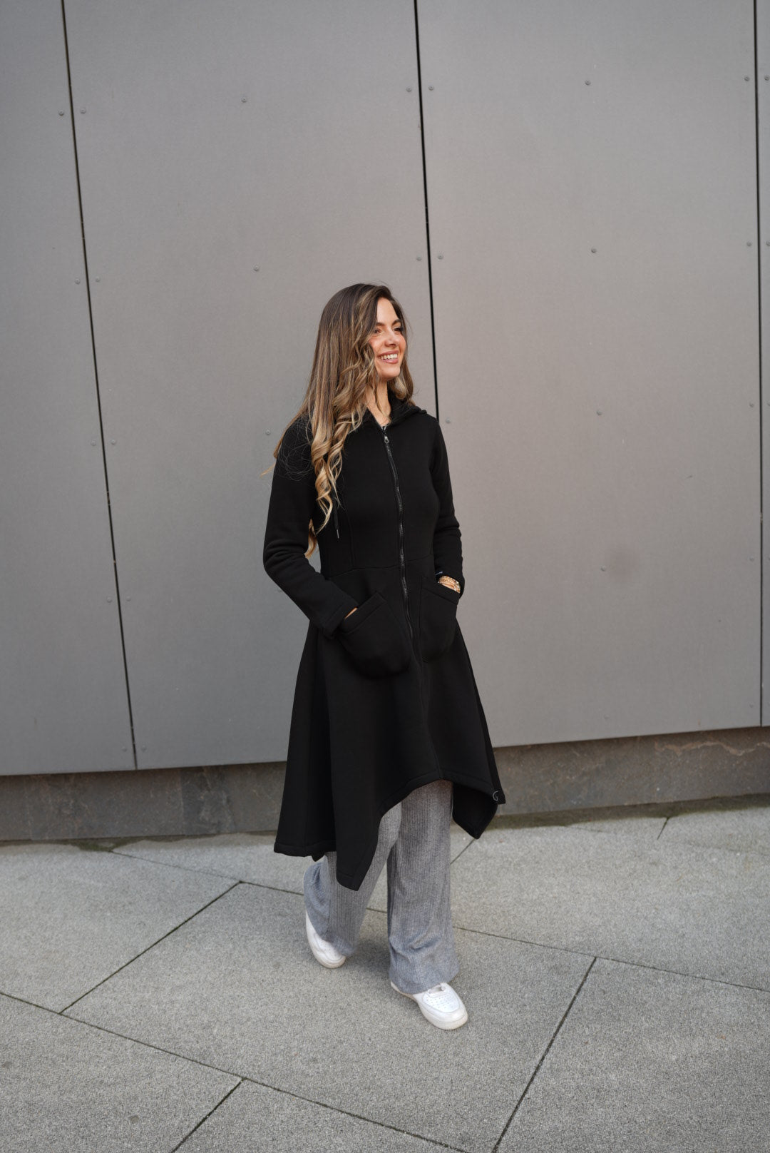 Emina Thermal Asymmetric Hoodie – 90% Cotton Cozy Everyday Style - ALLURE