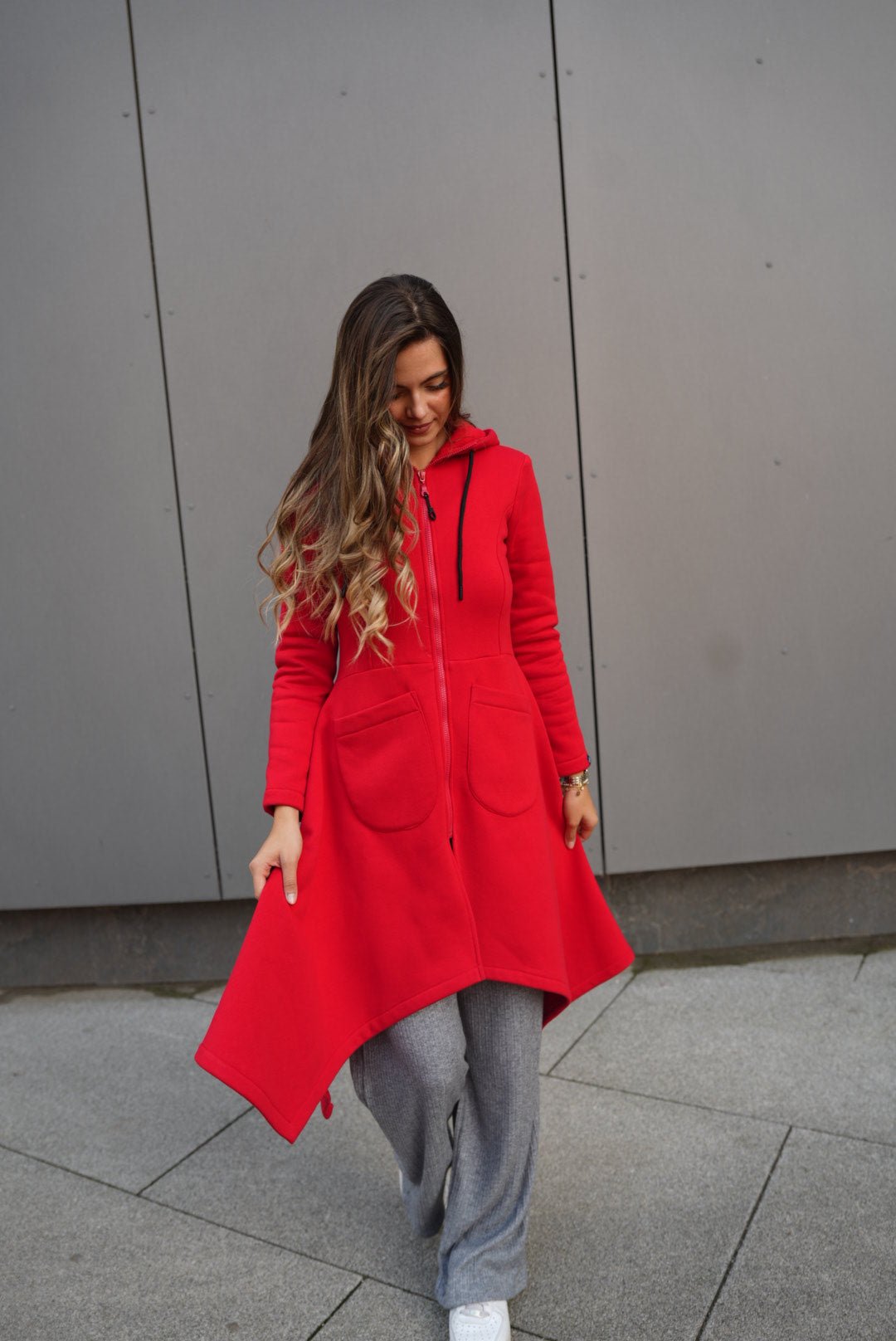 Emina Thermal Asymmetric Hoodie – 90% Cotton Cozy Everyday Style - ALLURE