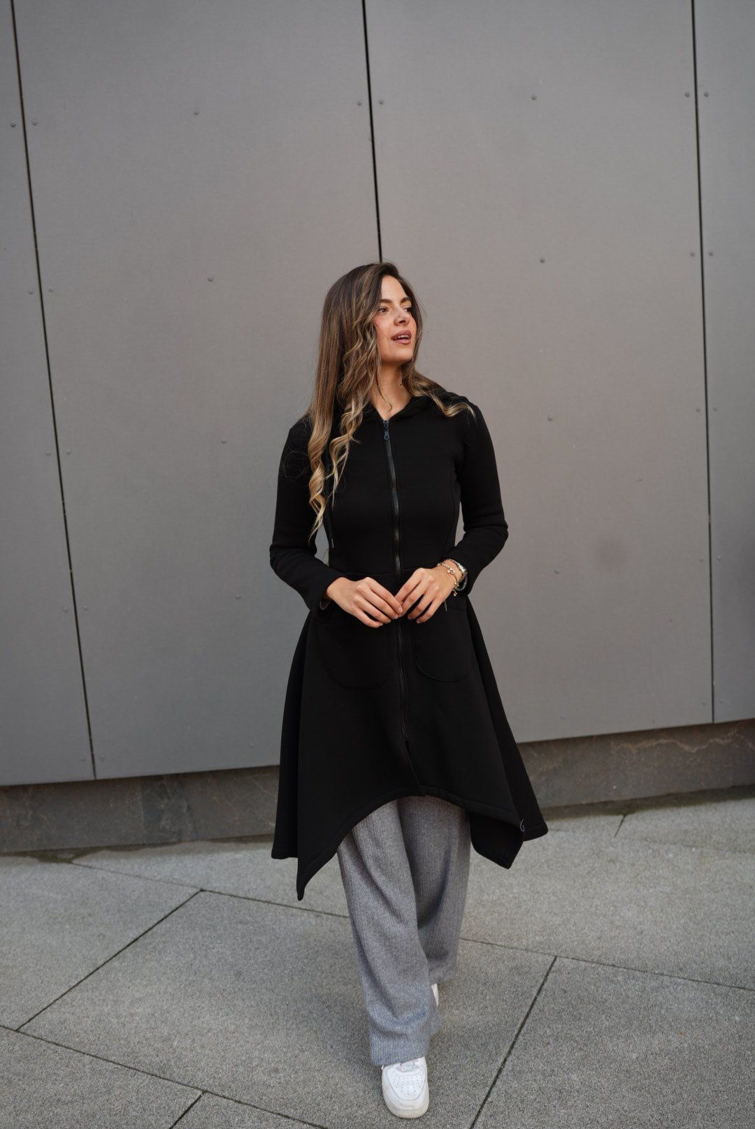 Emina Thermal Asymmetric Hoodie – 90% Cotton Cozy Everyday Style - ALLURE
