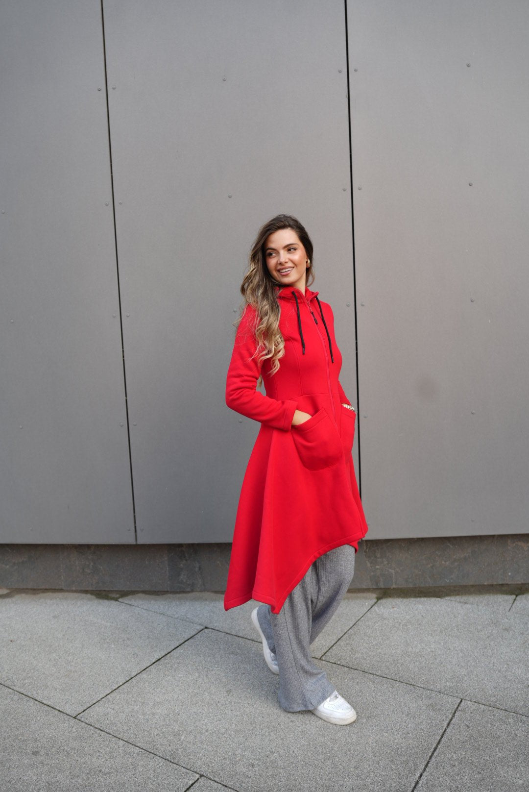 Emina Thermal Asymmetric Hoodie – 90% Cotton Cozy Everyday Style - ALLURE