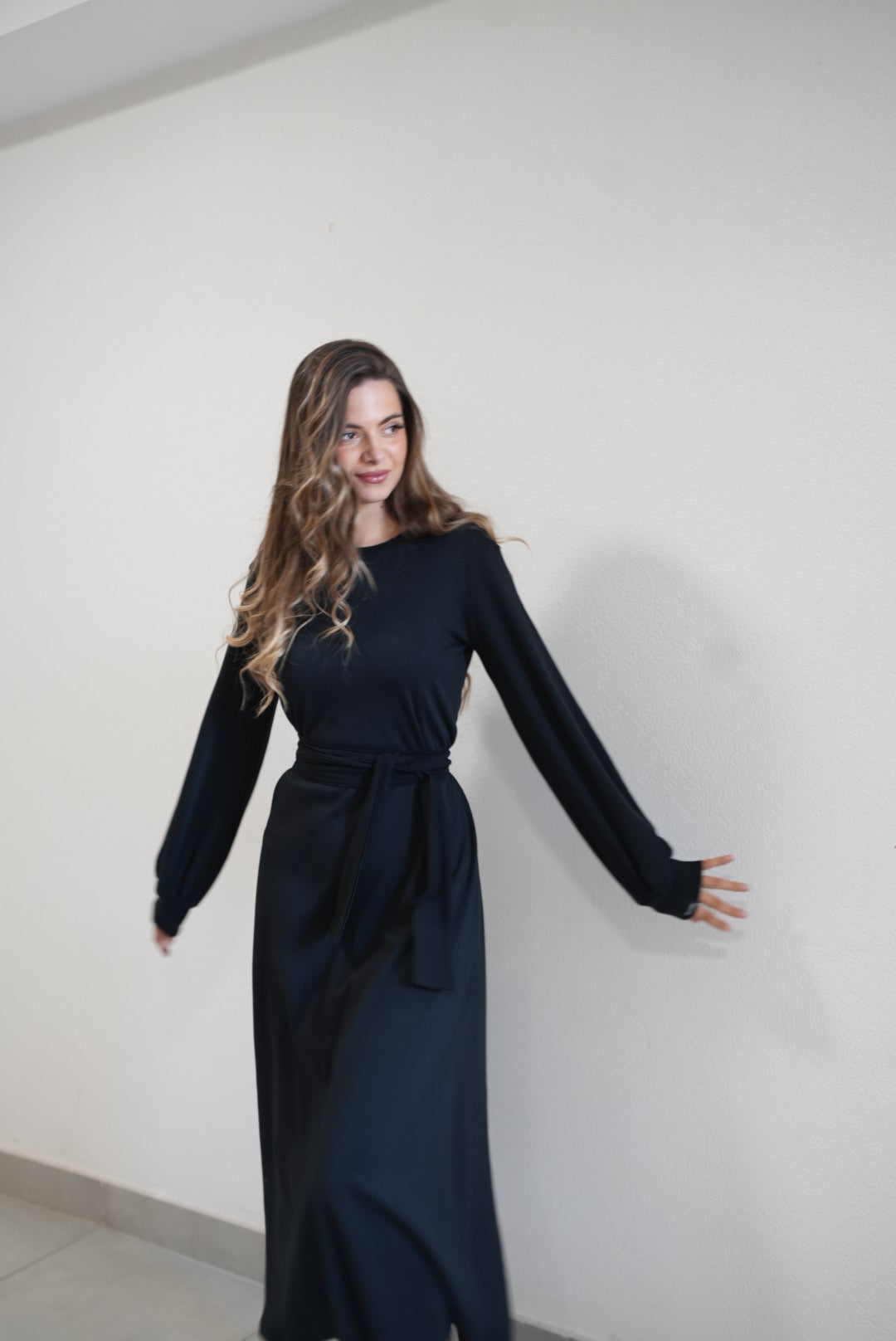Irma Long Black Cotton Dress – 90% Cotton Timeless Everyday Elegance - ALLURE