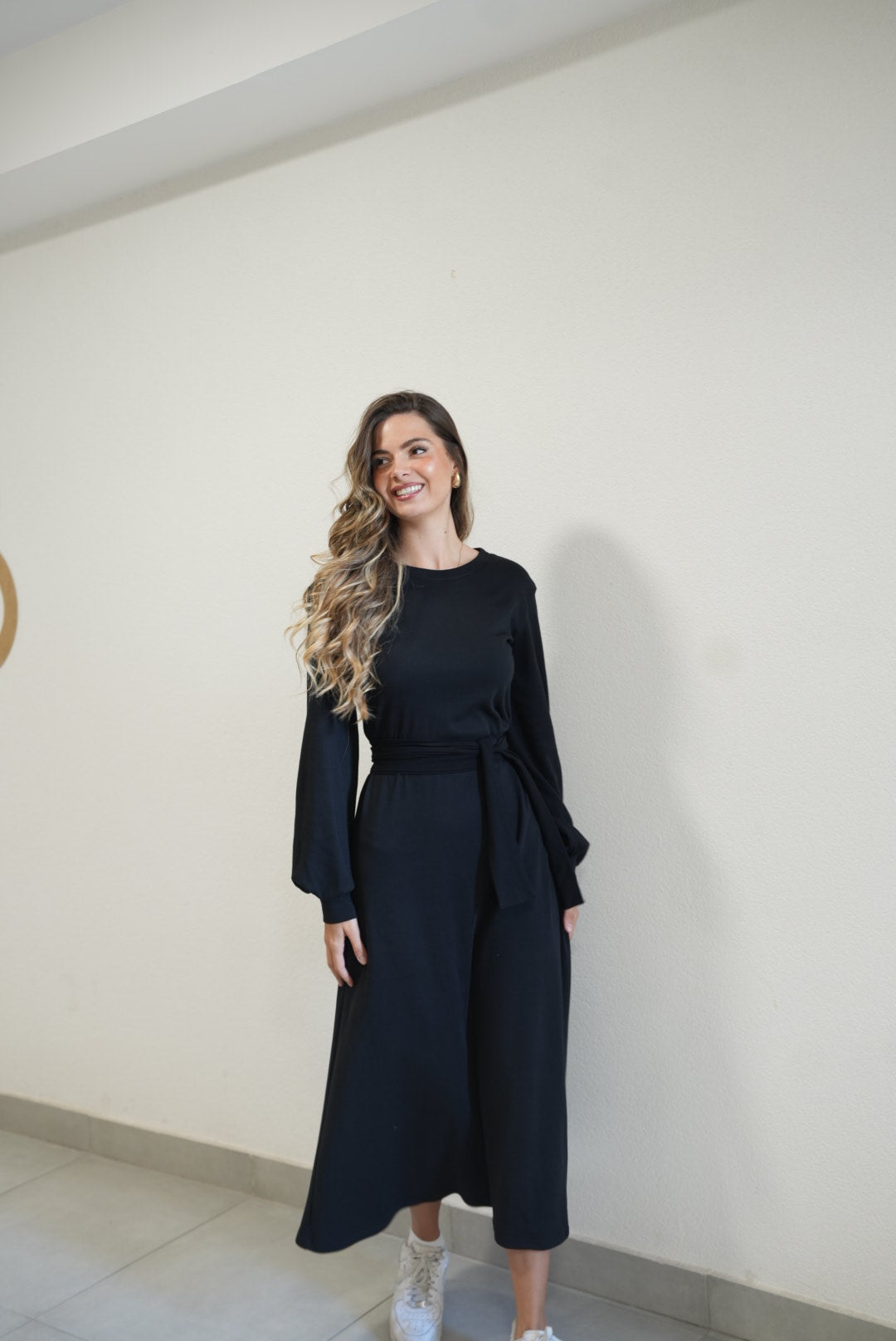 Irma Long Black Cotton Dress – 90% Cotton Timeless Everyday Elegance - ALLURE