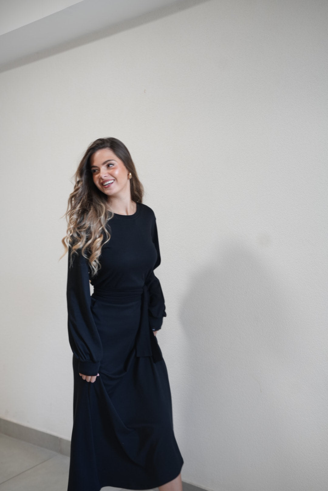 Irma Long Black Cotton Dress – 90% Cotton Timeless Everyday Elegance - ALLURE