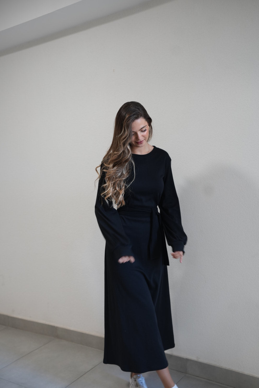 Irma Long Black Cotton Dress – 90% Cotton Timeless Everyday Elegance - ALLURE