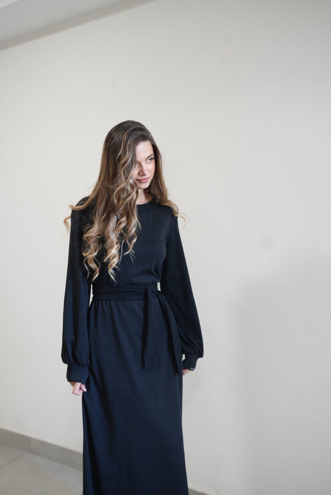 Irma Long Black Cotton Dress – 90% Cotton Timeless Everyday Elegance - ALLURE