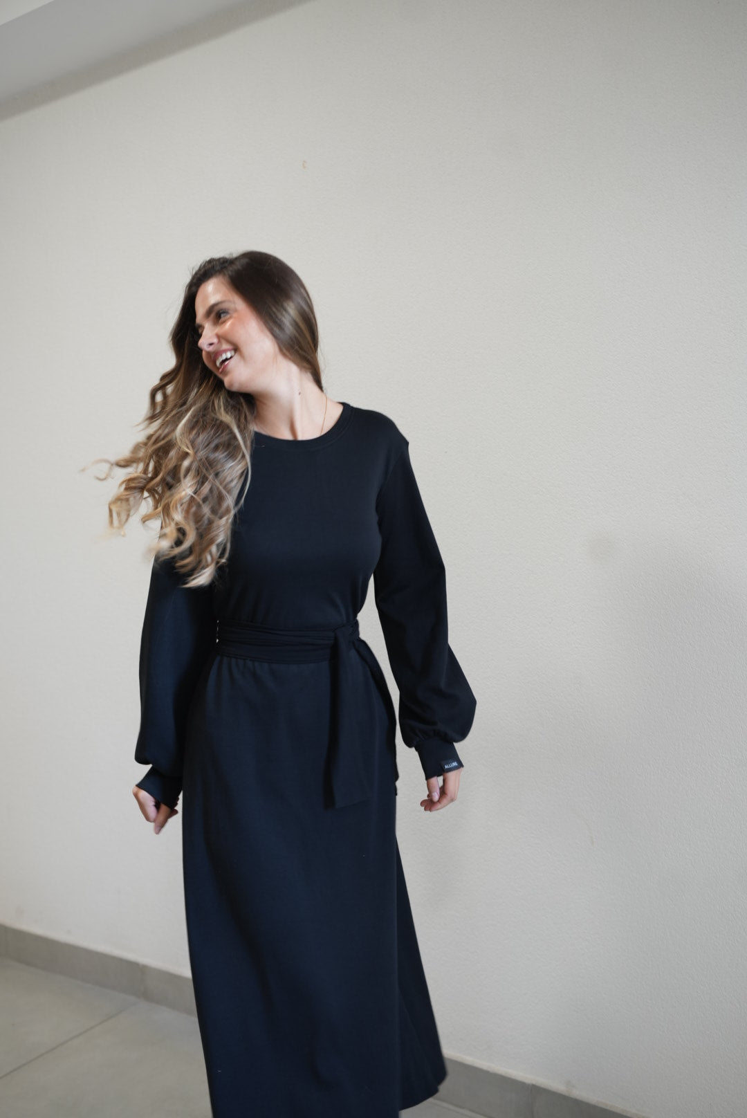 Irma Long Black Cotton Dress – 90% Cotton Timeless Everyday Elegance - ALLURE