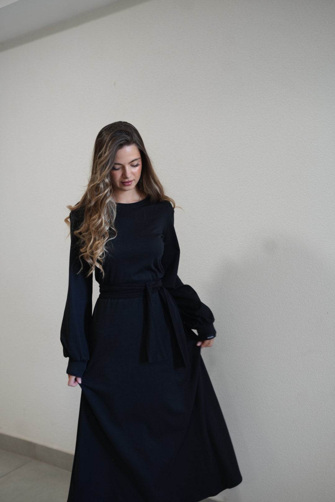 Irma Long Black Cotton Dress – 90% Cotton Timeless Everyday Elegance - ALLURE