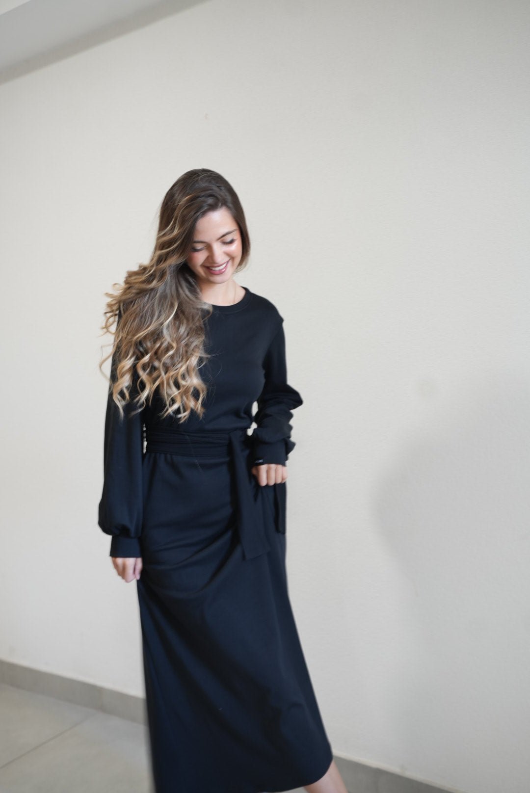 Irma Long Black Cotton Dress – 90% Cotton Timeless Everyday Elegance - ALLURE