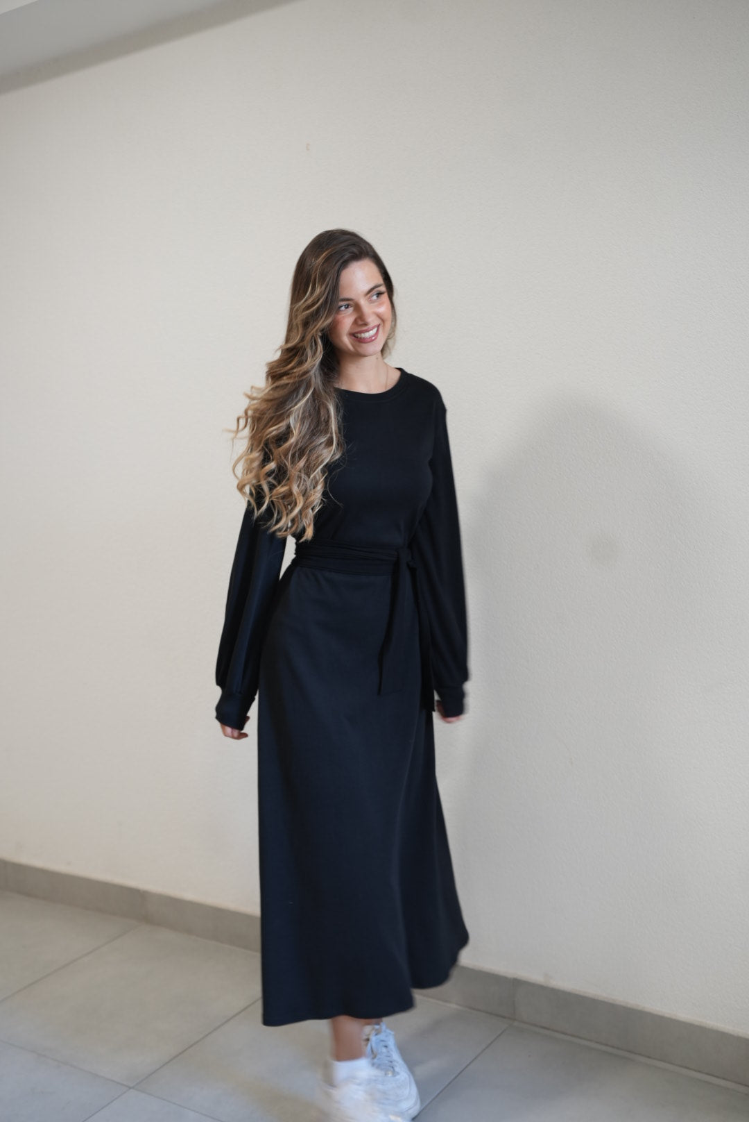 Irma Long Black Cotton Dress – 90% Cotton Timeless Everyday Elegance - ALLURE