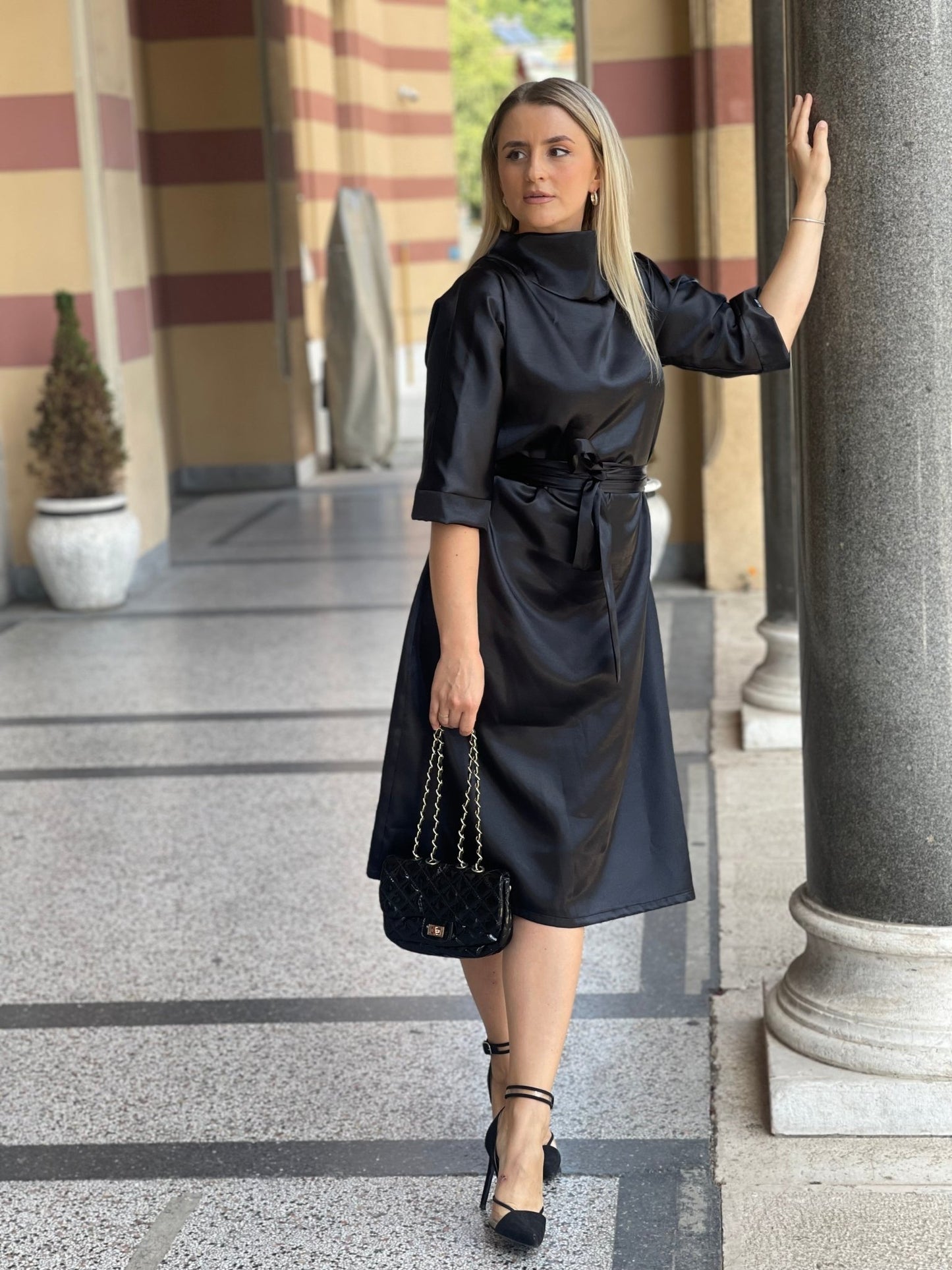 Midi Satin Dress "Revia" - ALLURE
