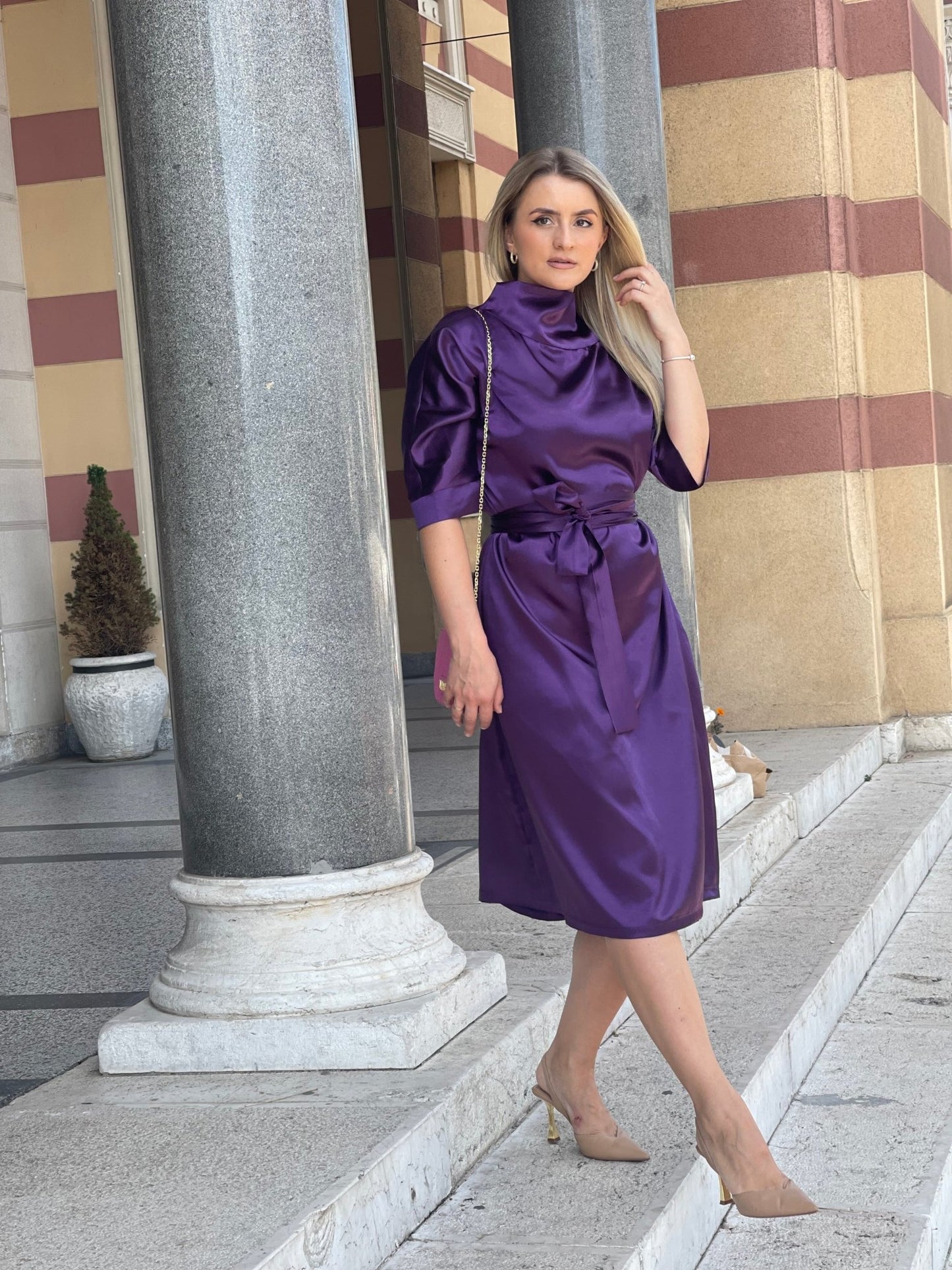 Midi Satin Dress "Revia" - ALLURE