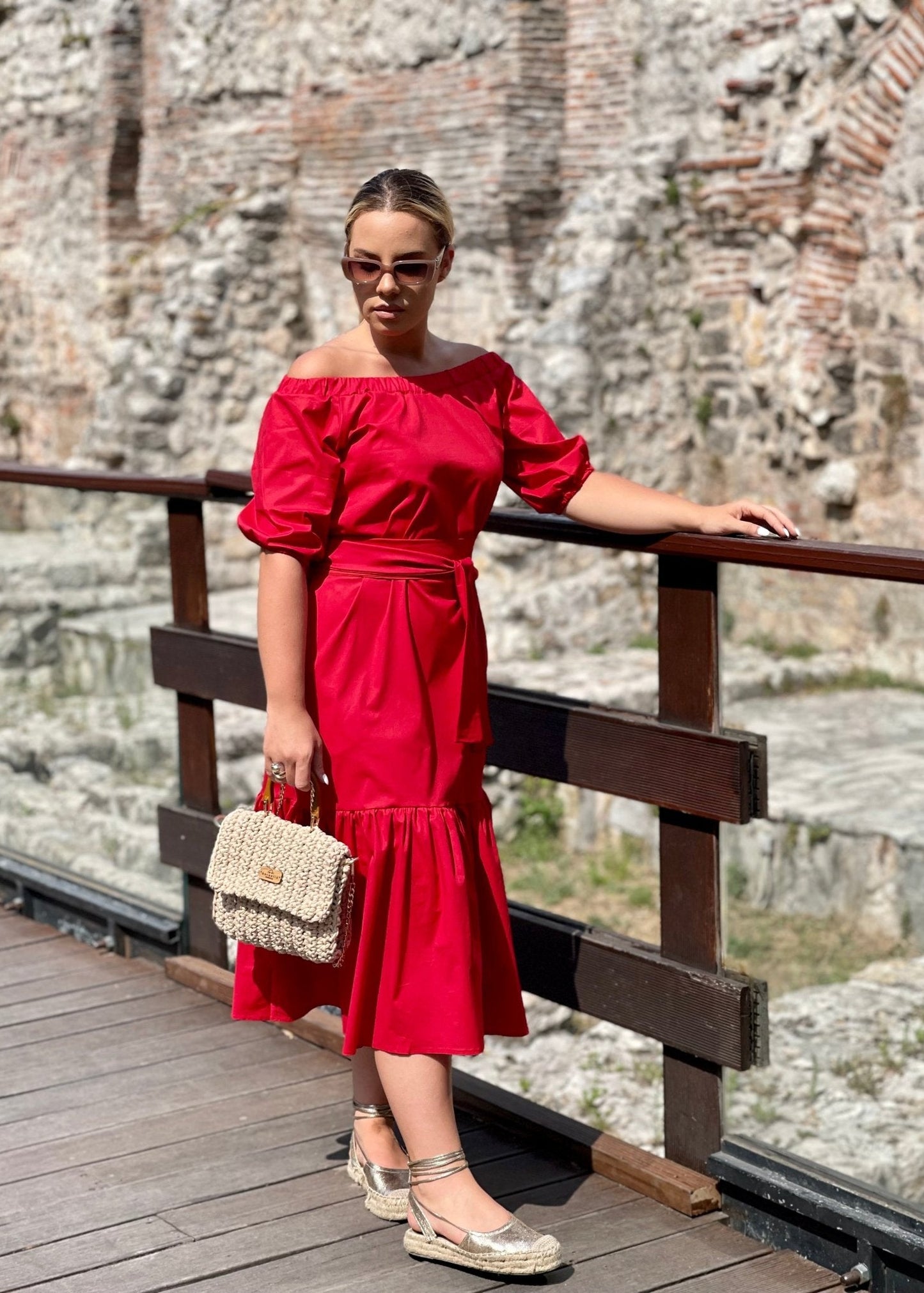 Off Shoulder Ruffle Dress "Amela" - ALLURE