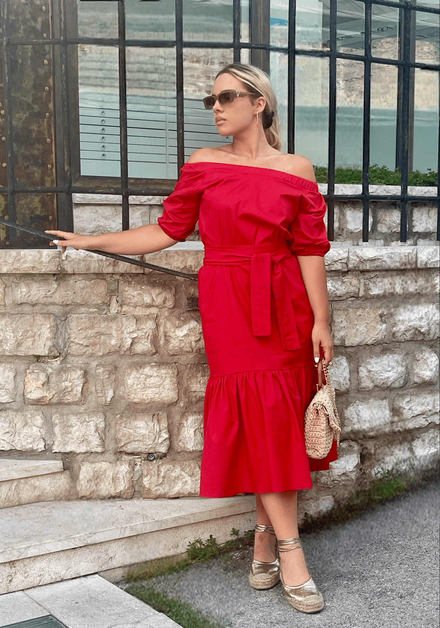 Off Shoulder Ruffle Dress "Amela" - ALLURE