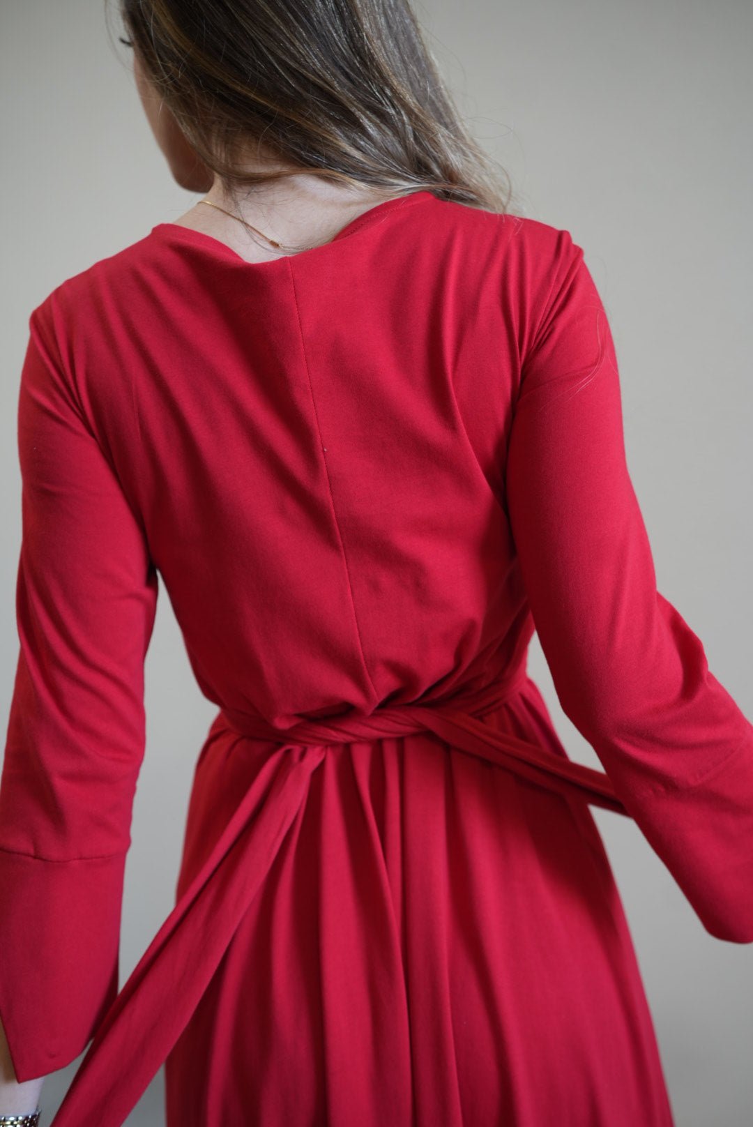 Olga Red Cotton Dress – 95% Cotton Elegant Everyday Style - ALLURE