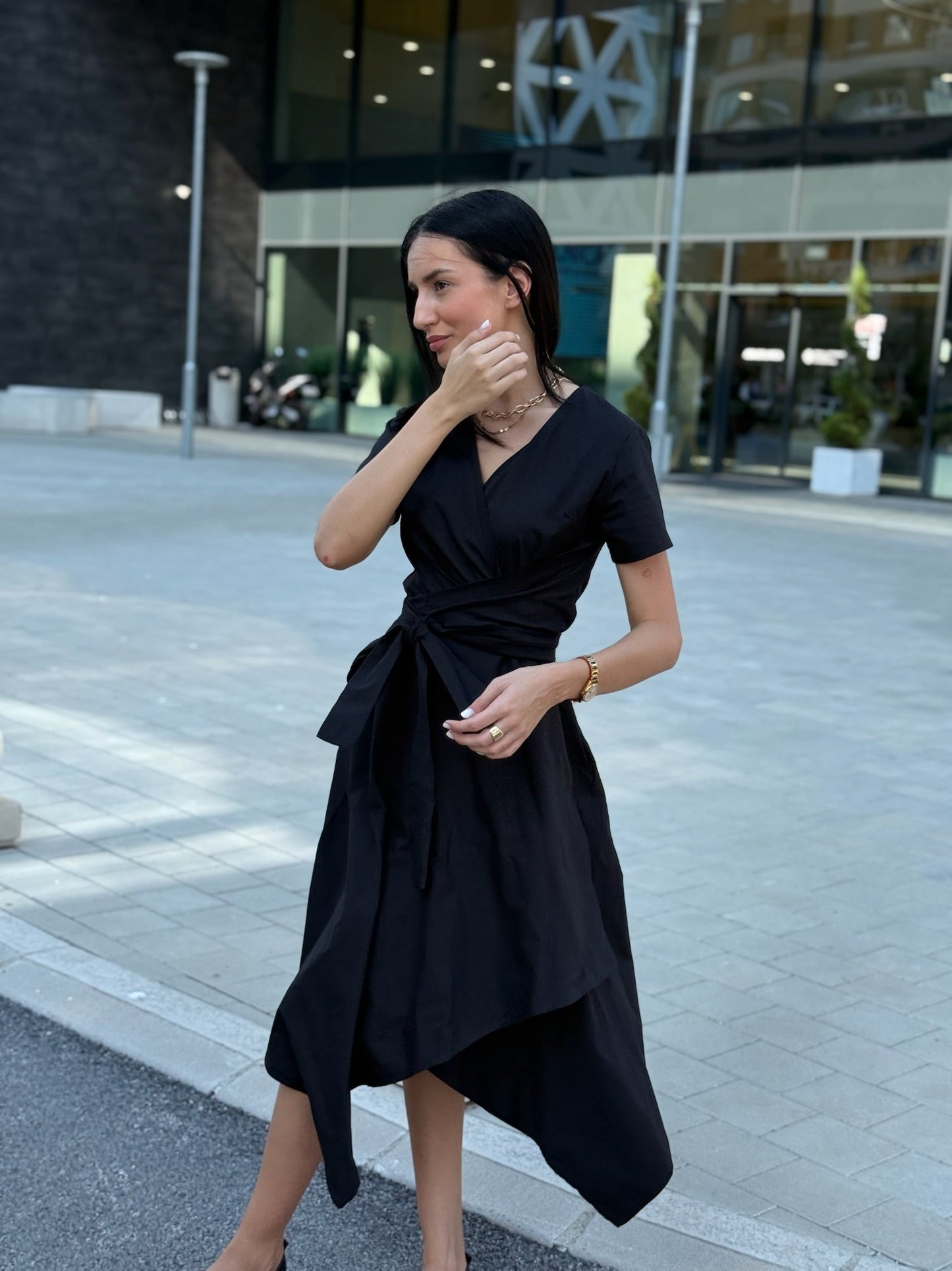 Rio Red Cotton Blend Wrap Dress – Timeless Elegance & Comfort - ALLURE