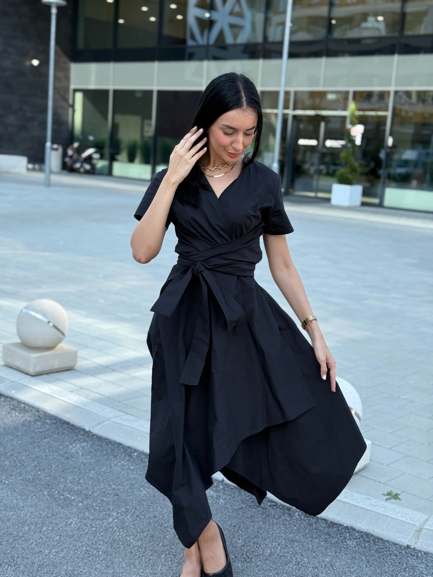 Rio Red Cotton Blend Wrap Dress – Timeless Elegance & Comfort - ALLURE