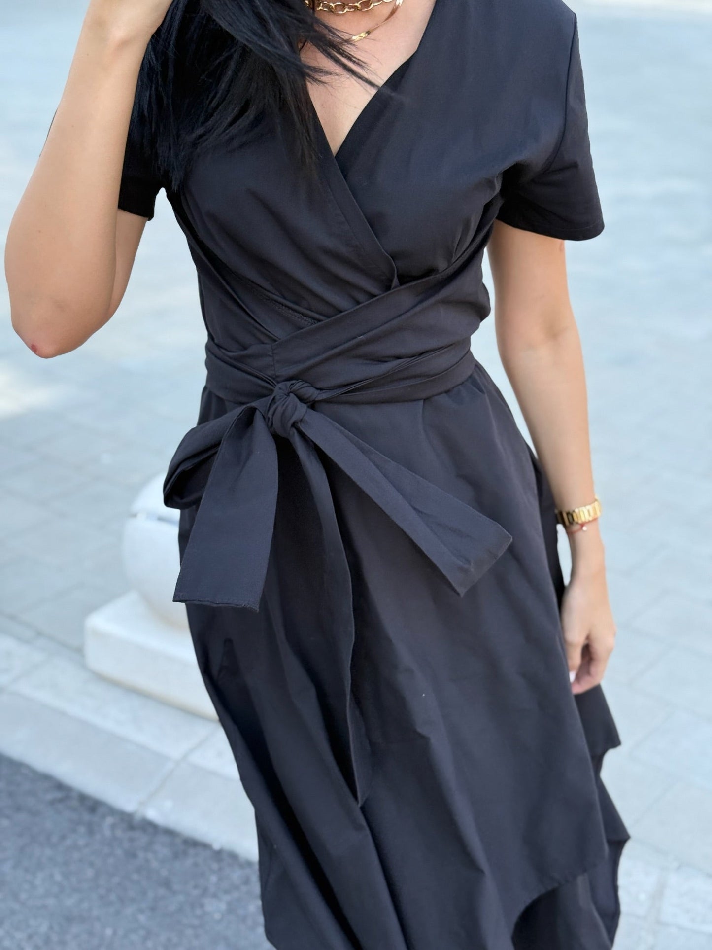Rio Red Cotton Blend Wrap Dress – Timeless Elegance & Comfort - ALLURE