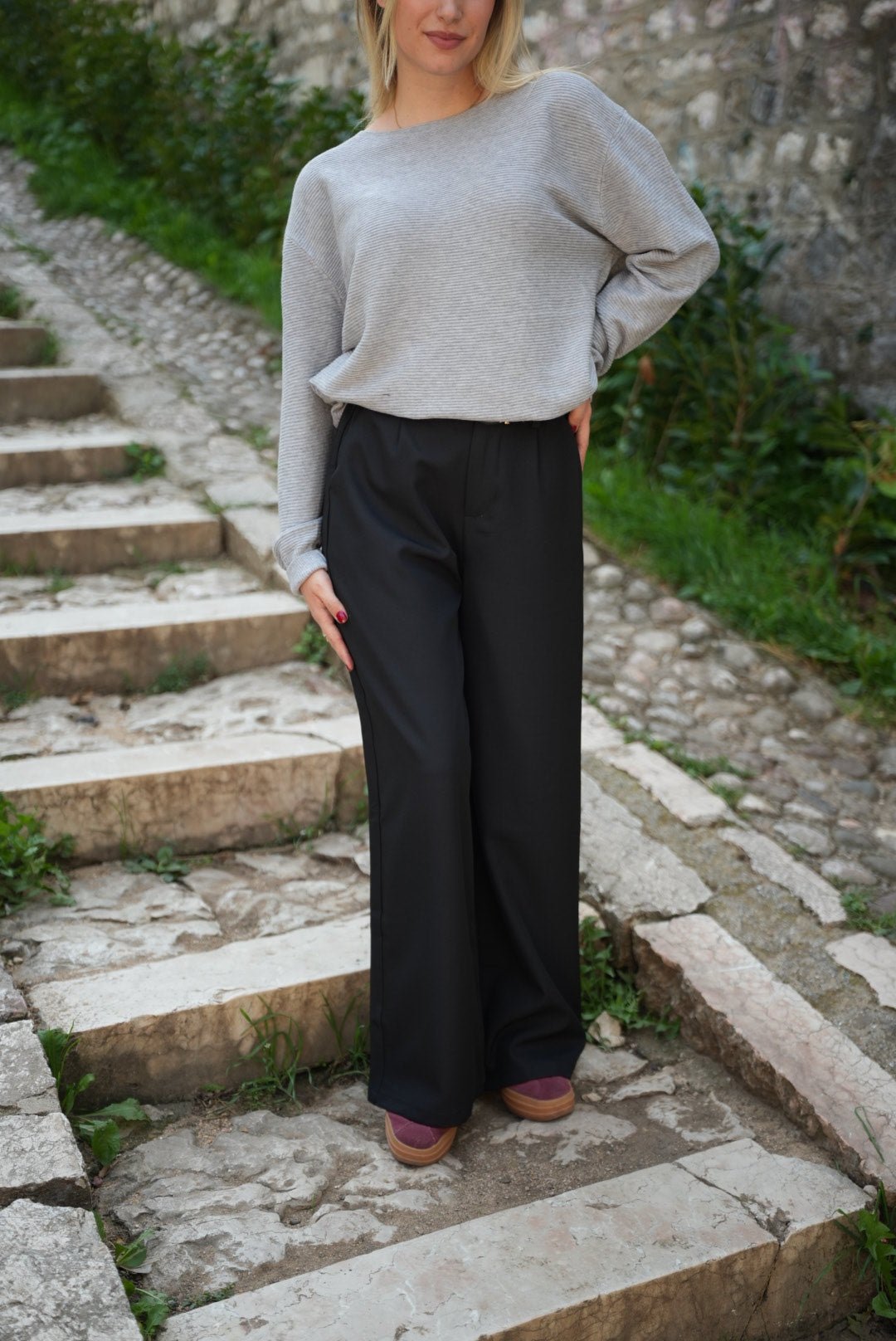 Relaxed fit Cotton & Cashmere Sweater styled