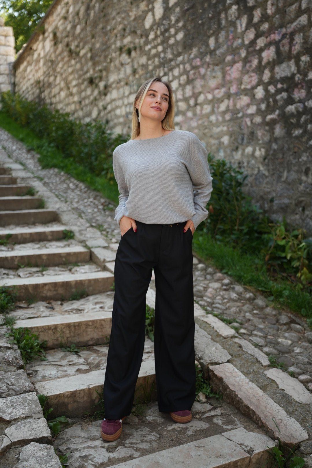 Relaxed fit Cotton & Cashmere Sweater styled