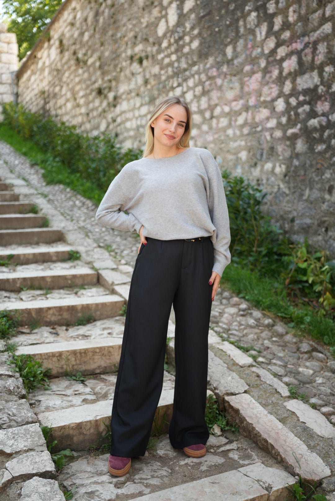 Relaxed fit Cotton & Cashmere Sweater styled