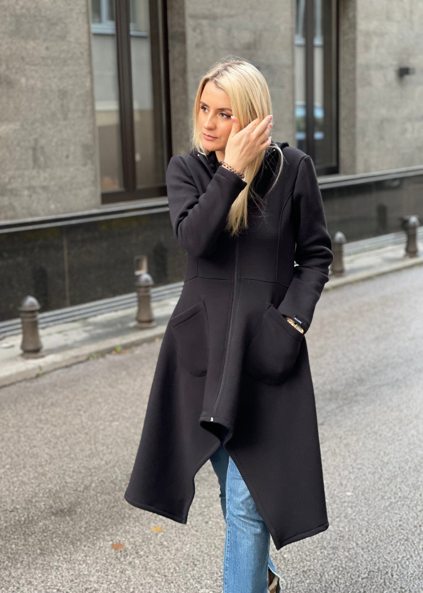 Long Asymmetrical Sweatshirt “Emina” - ALLURE