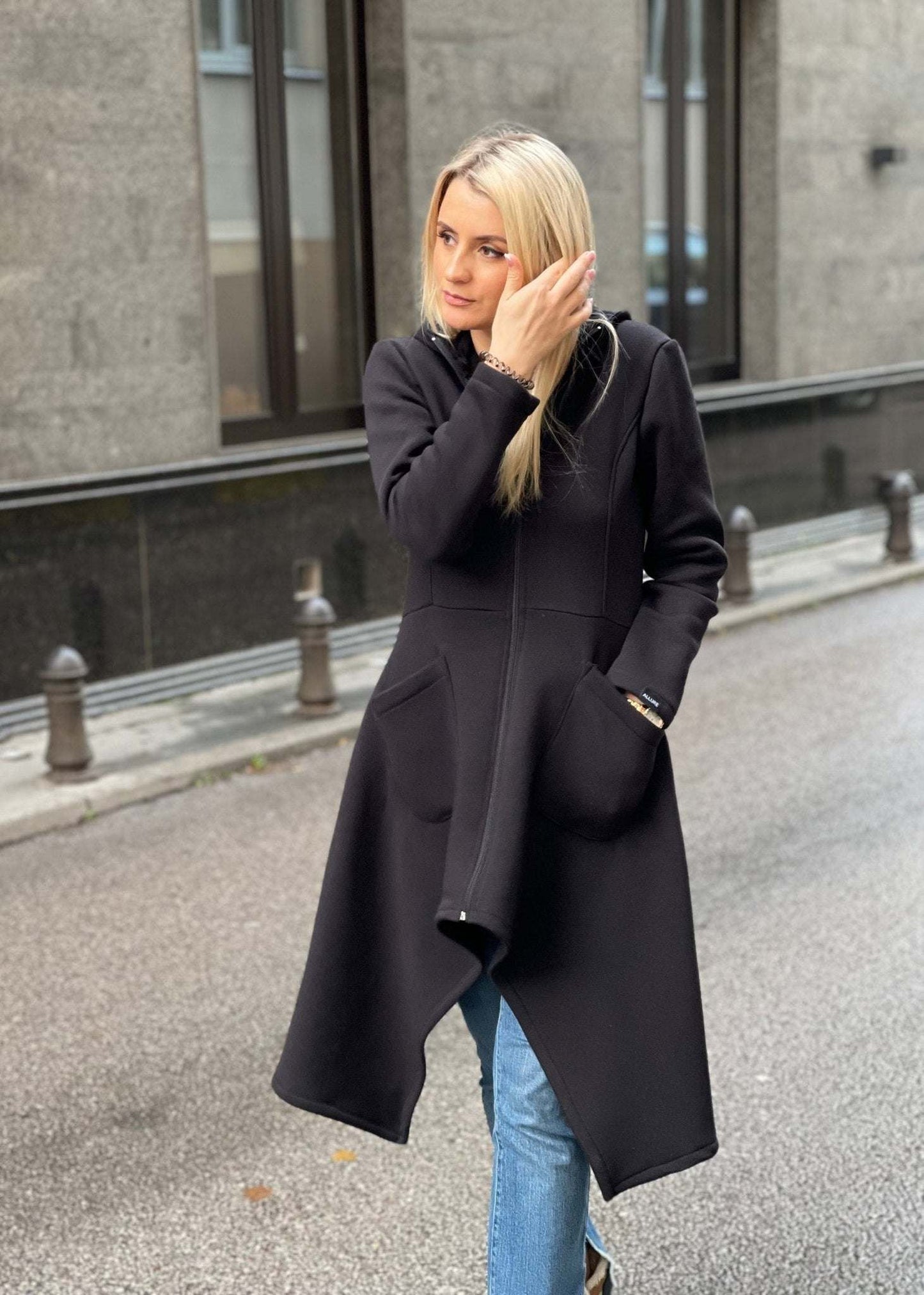 Long Asymmetrical Sweatshirt “Emina” - ALLURE