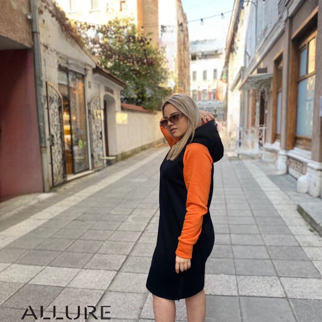 Hooded Dress ”JASNA” with zipper - ALLURE