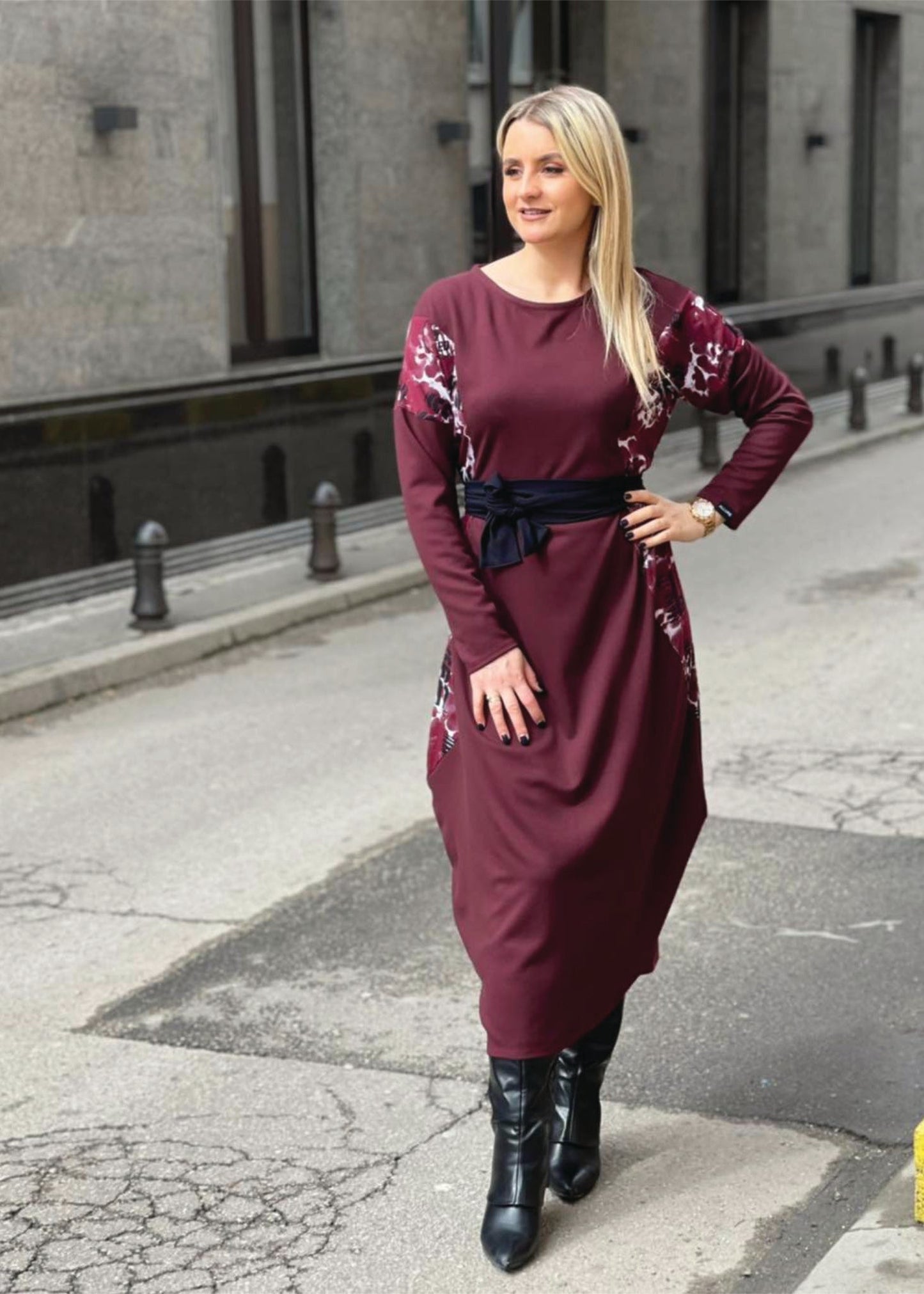 Long Sleeved "B" Dress - ALLURE