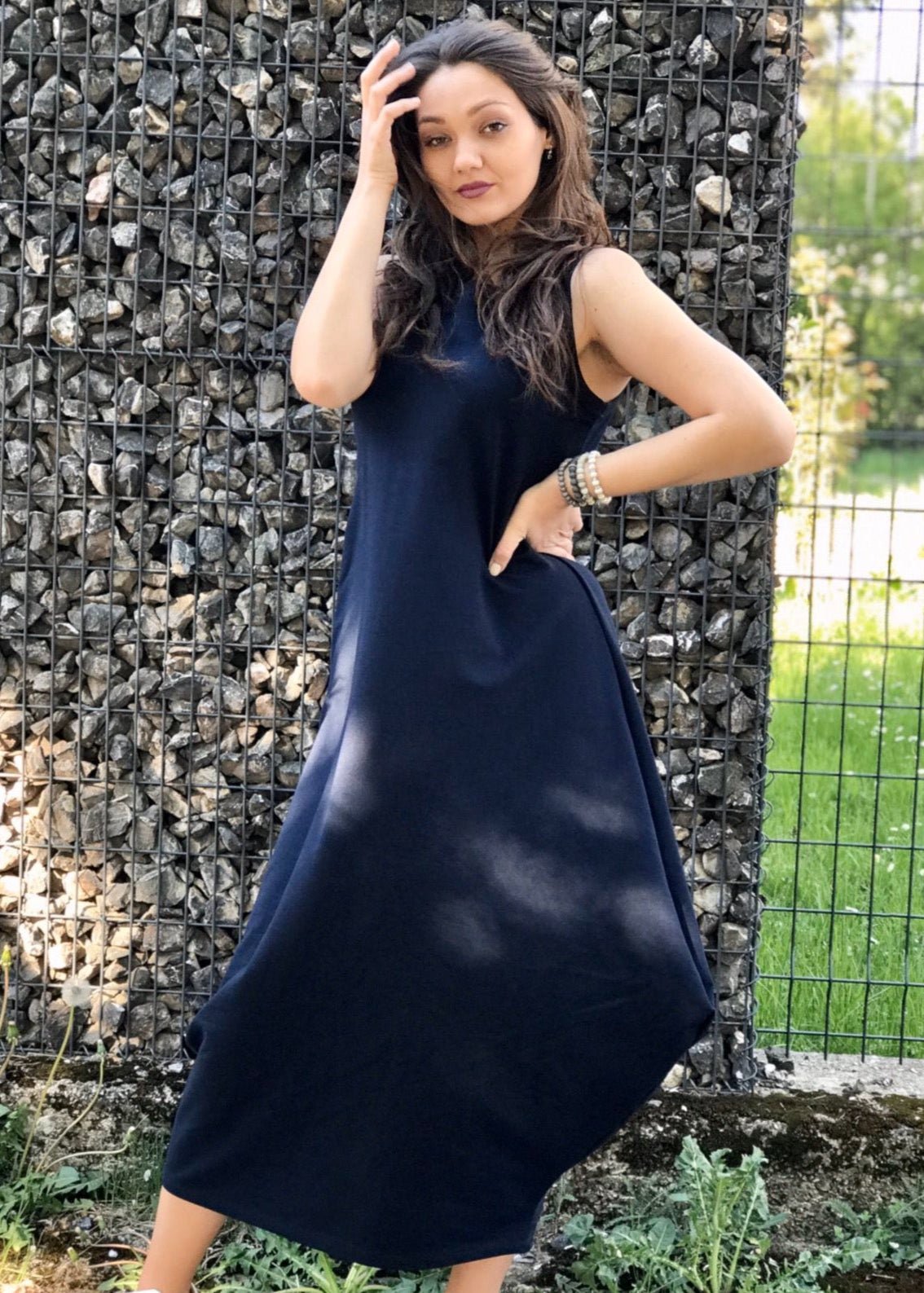 Sleeveless Midi “B” Dress – Multi - Colour Casual - ALLURE