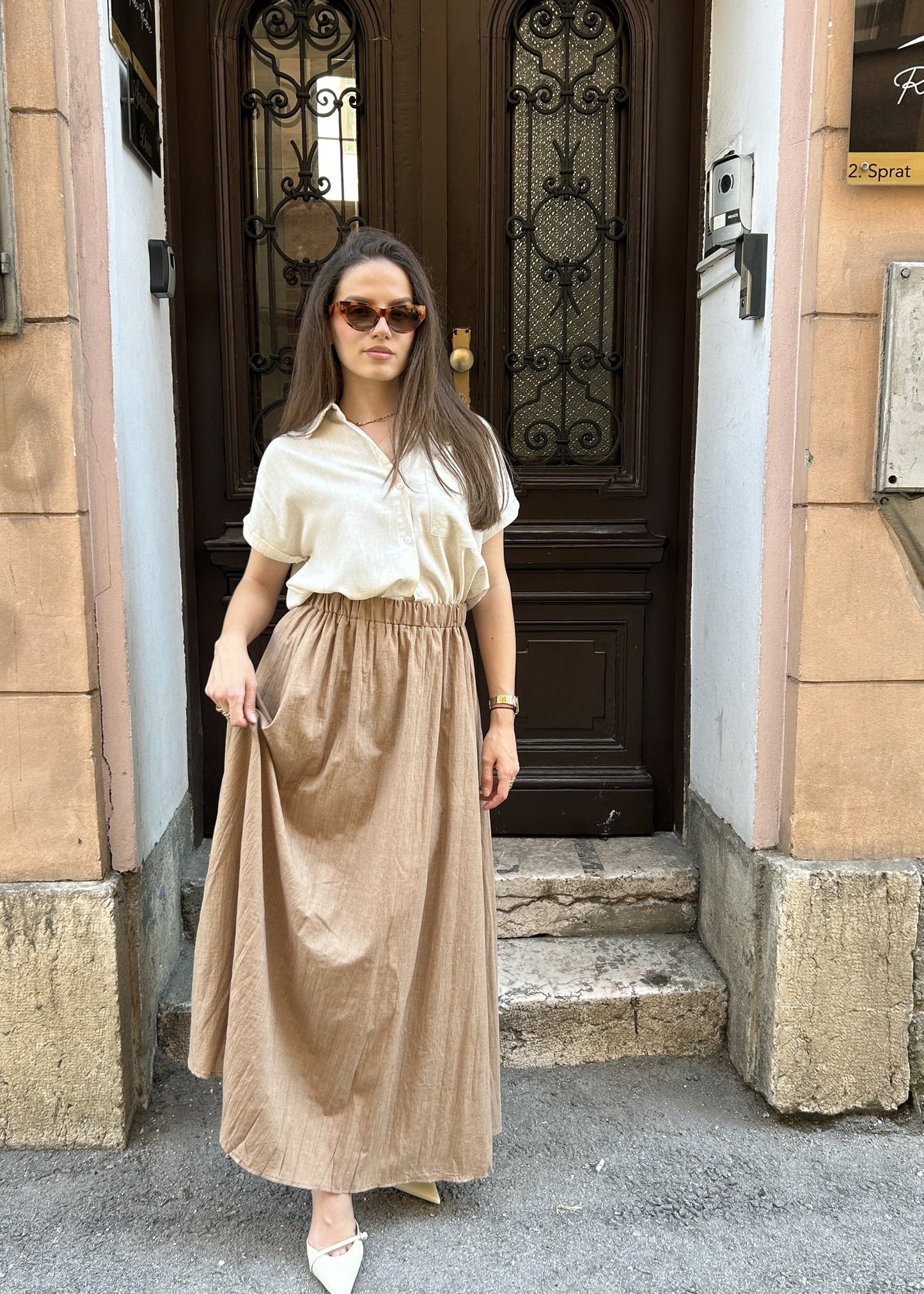 Suknja Nada – Ženska maxi suknja s elastičnim strukom, tri boje