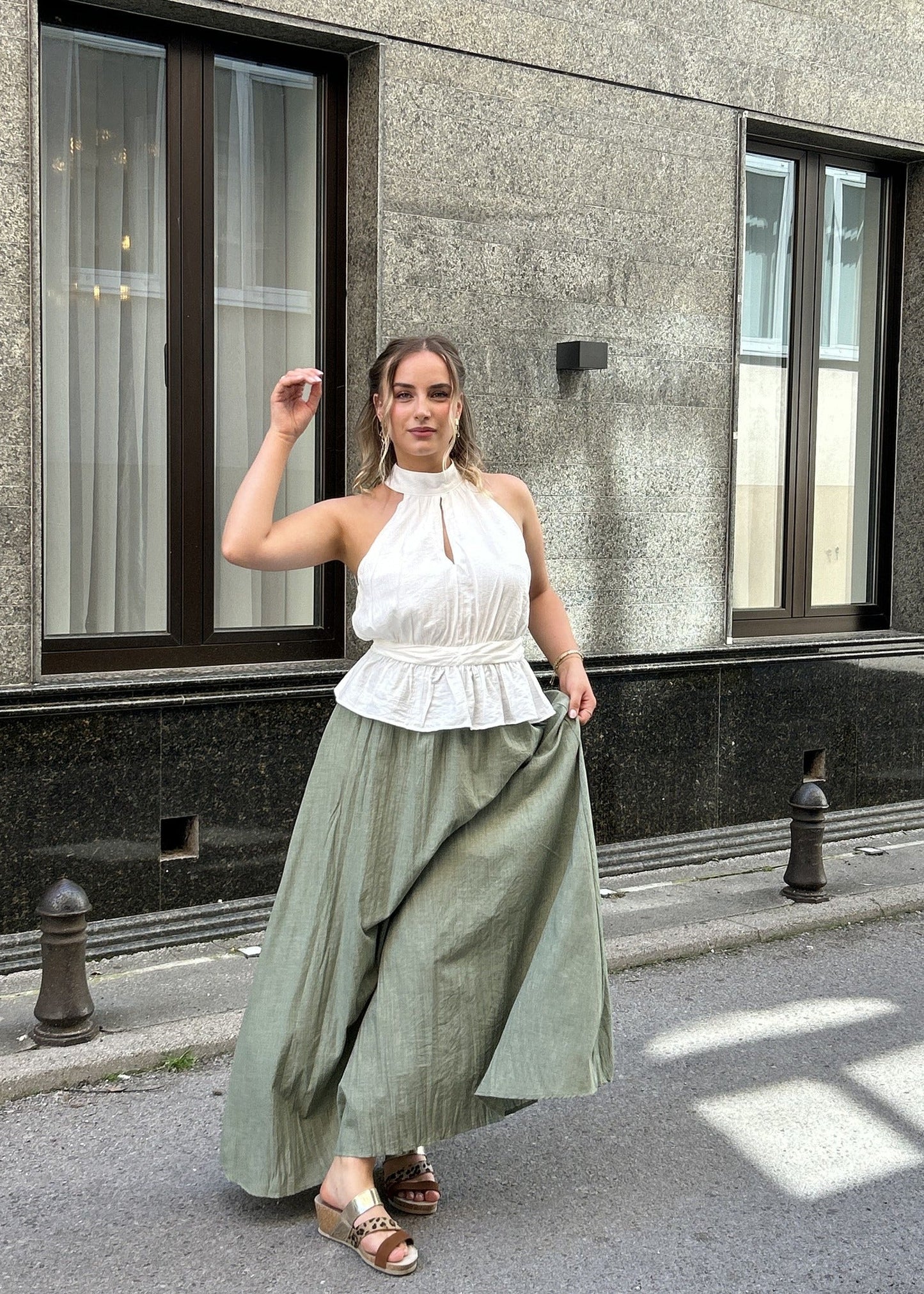 Suknja Nada – Ženska maxi suknja s elastičnim strukom, tri boje